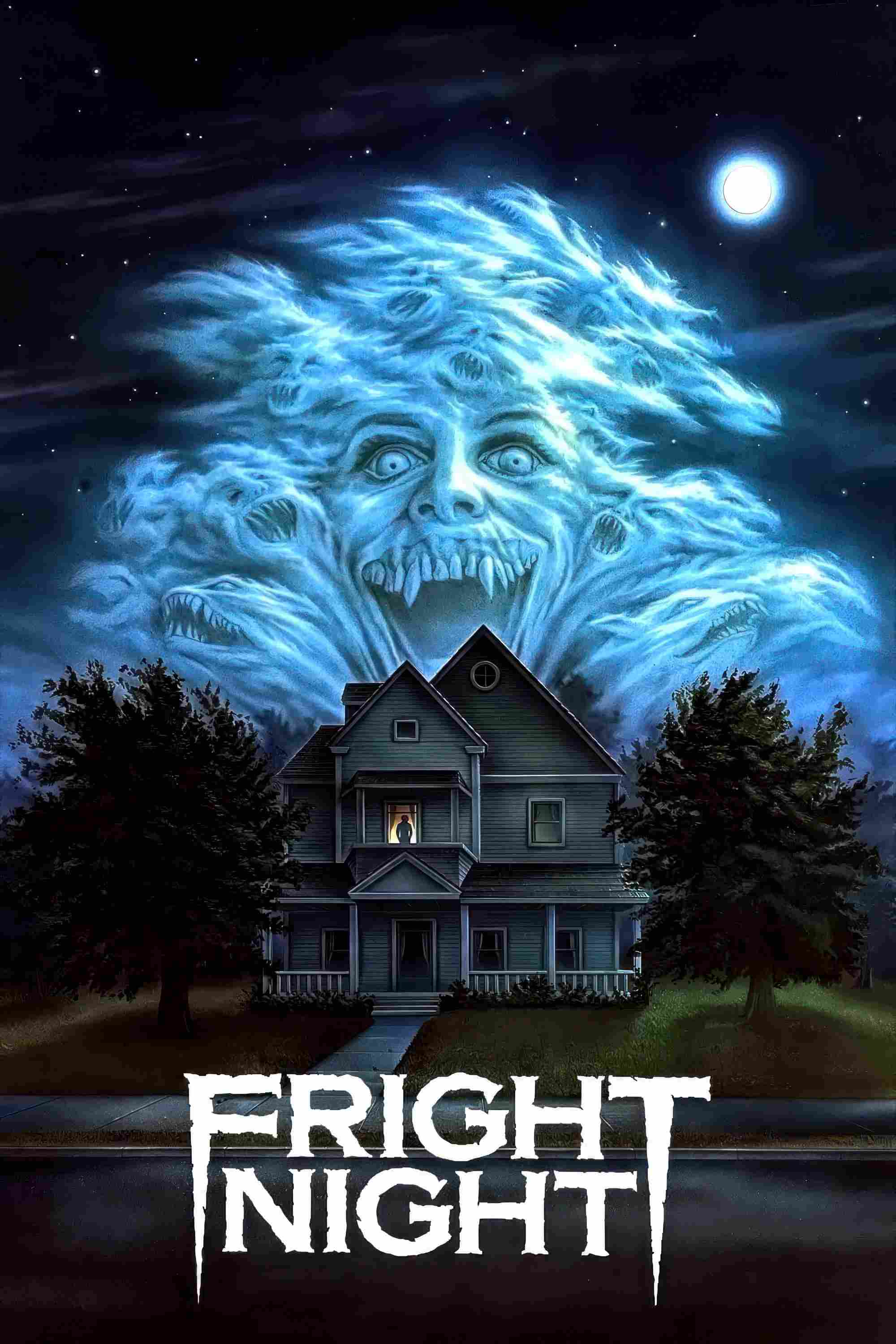 Poster chính thức của phim Phim Hài, Phim Kinh Dị "Fright Night" (Fright Night - 1985), với sự tham gia của diễn viên Chris Sarandon và William Ragsdale.