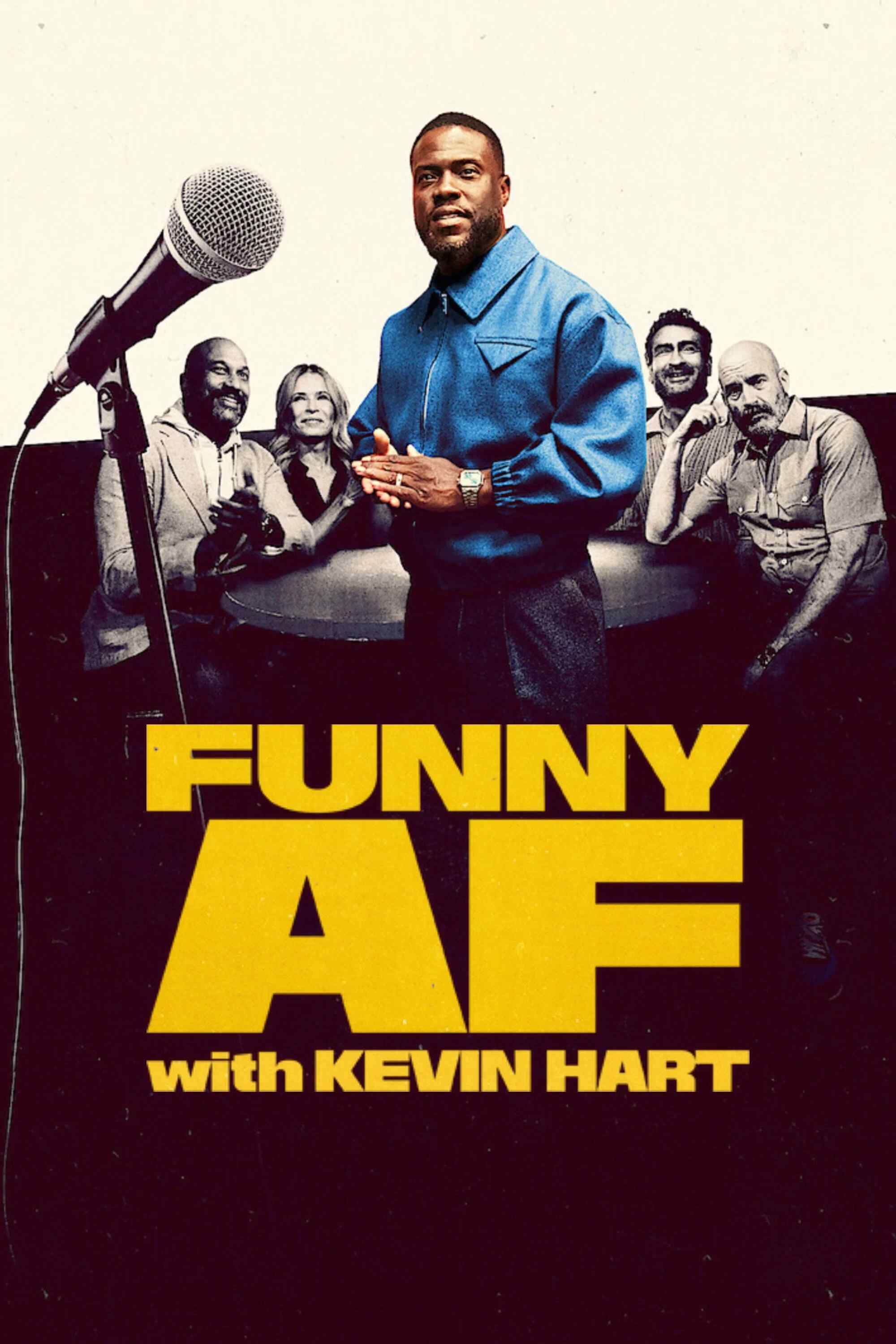 Poster chính thức của phim Phim Hài, Truyền Hình Thực Tế "Funny AF with Kevin Hart" (Funny AF with Kevin Hart - 2026), với sự tham gia của diễn viên Kevin Hart và Kumail Nanjiani.