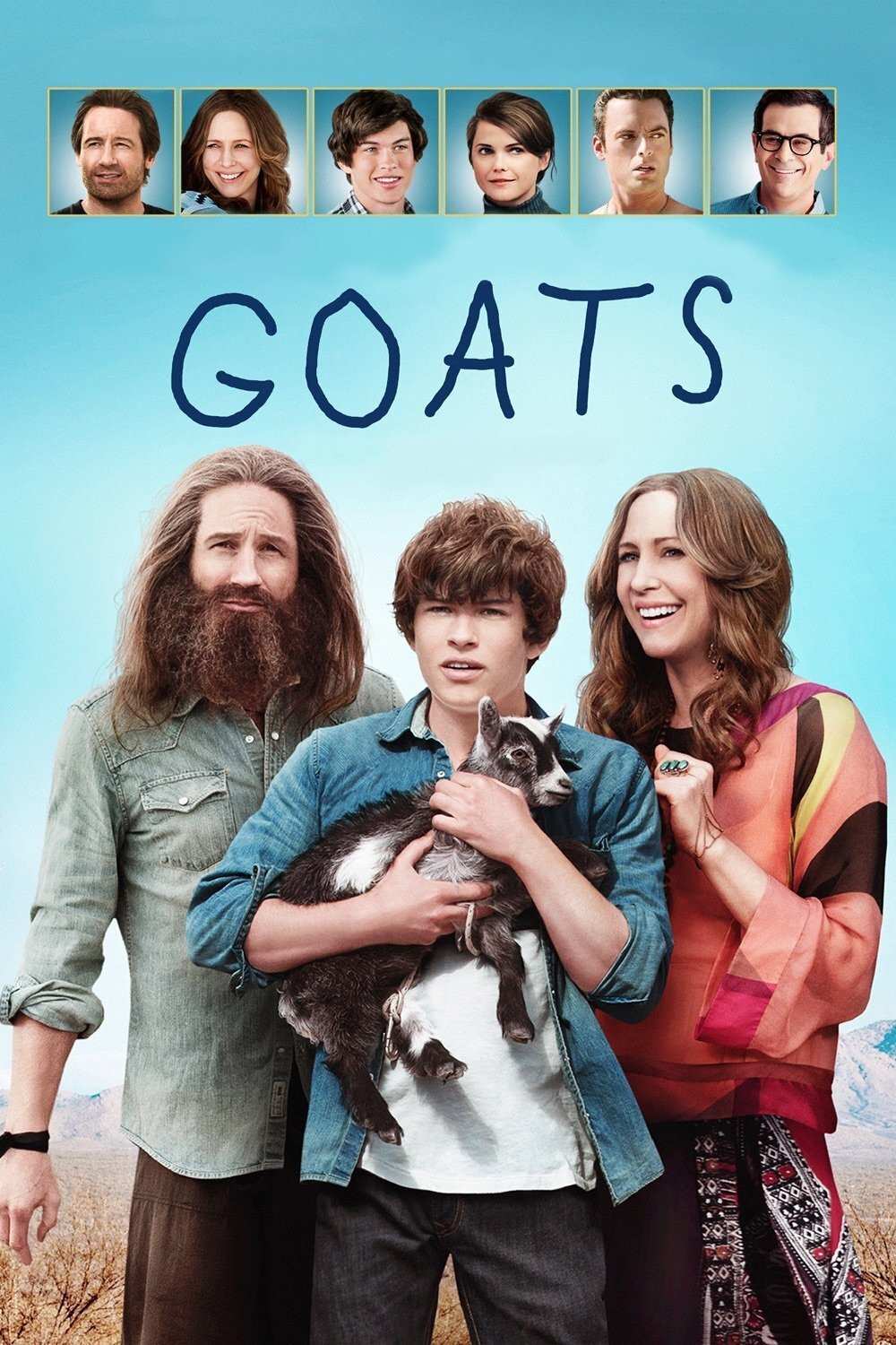 Poster chính thức của phim Phim Hài "Gã Chăn Dê" (Goats - 2012), với sự tham gia của diễn viên David Duchovny và Vera Farmiga.