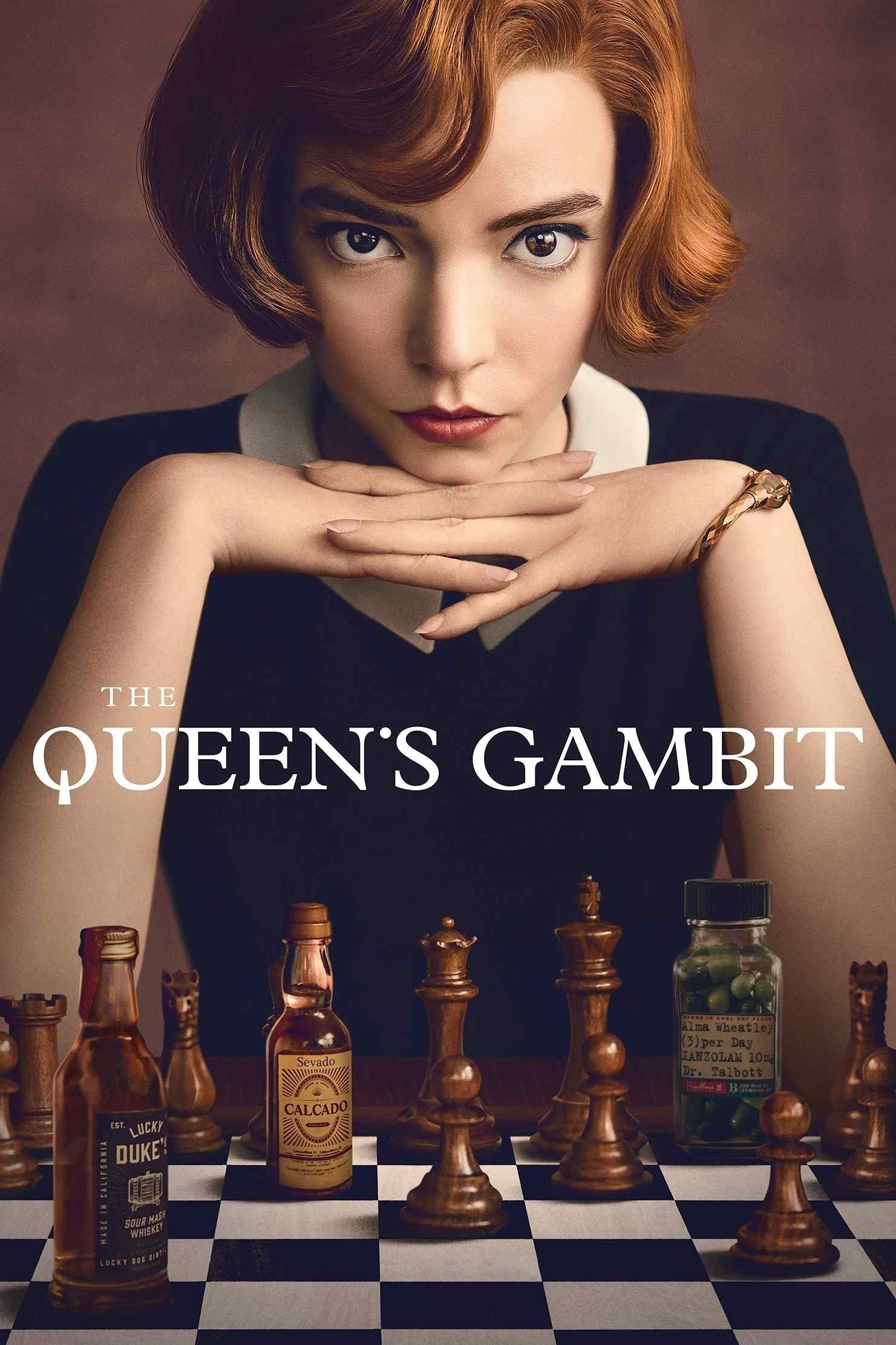 Poster chính thức của phim Phim Tâm Lý "Gambit Hậu" (The Queen's Gambit - 2020), với sự tham gia của diễn viên Anya Taylor-Joy và Chloe Pirrie.