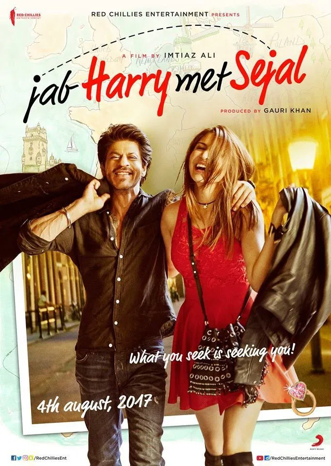 Poster chính thức của phim Phim Hài, Phim Tâm Lý "Gặp Gỡ Trời Tây" (Jab Harry Met Sejal - 2017), với sự tham gia của diễn viên Shah Rukh Khan và Anushka Sharma.