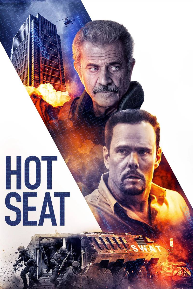 Poster chính thức của phim Phim Giật Gân, Phim Hành Động "Ghế Nóng" (Hot Seat - 2022), với sự tham gia của diễn viên Kevin Dillon và Mel Gibson.