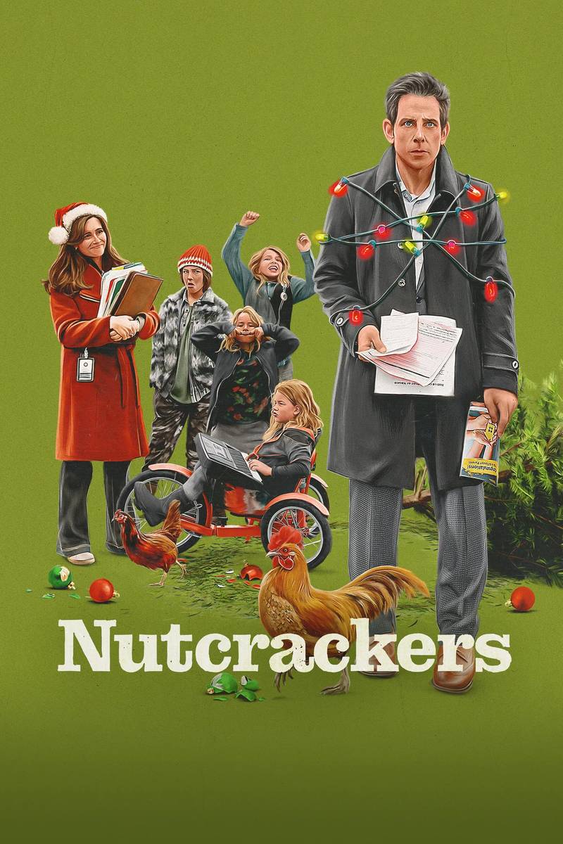 Poster chính thức của phim Phim Tâm Lý, Phim Hài "Gia Đình Bất Đắc Dĩ" (Nutcrackers - 2024), với sự tham gia của diễn viên Ben Stiller và Linda Cardellini.