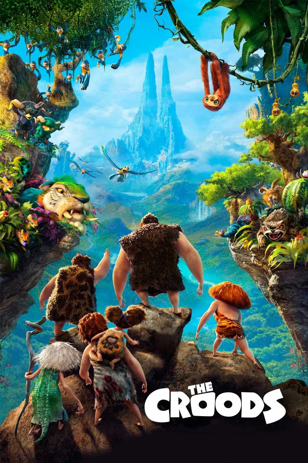 Poster chính thức của phim Phim Hoạt Hình, Phim Phiêu Lưu "Gia đình Crood" (The Croods - 2013), với sự tham gia của diễn viên Nicolas Cage và Emma Stone.