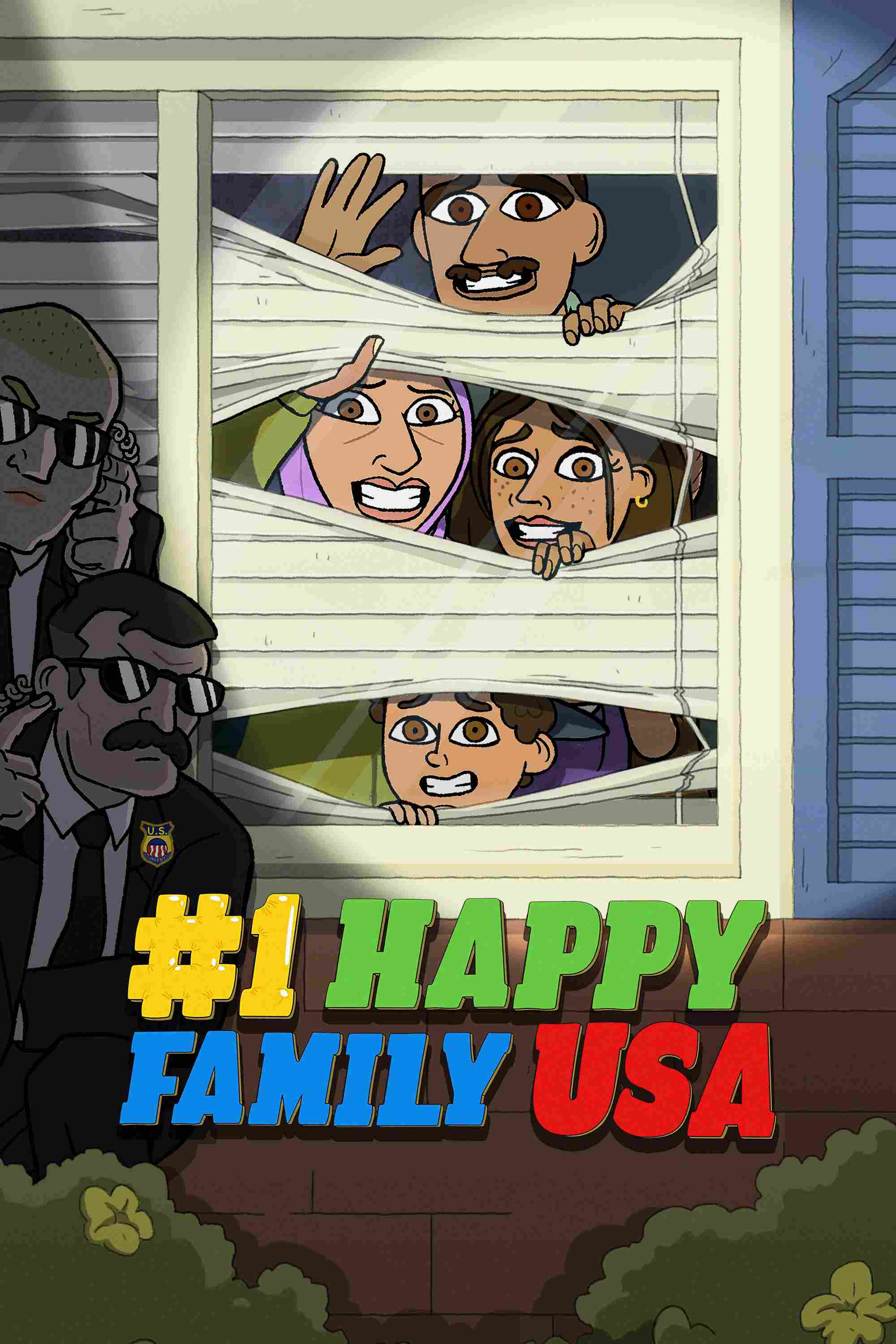 Poster chính thức của phim Phim Hoạt Hình, Phim Hài "Gia Đình Hạnh Phúc Số 1 Nước Mỹ" (#1 Happy Family USA - 2025), với sự tham gia của diễn viên Ramy Youssef và Alia Shawkat.