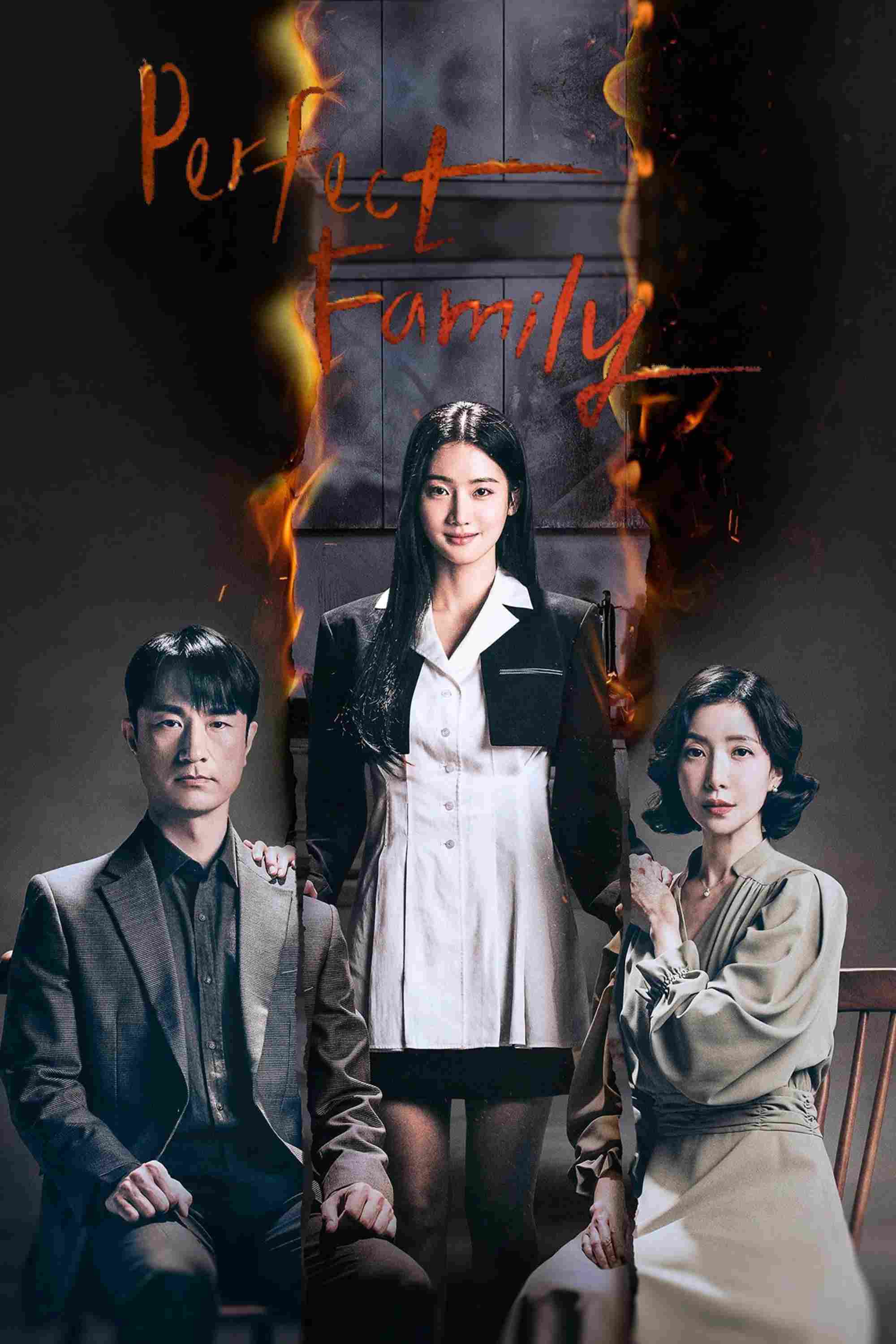 Poster chính thức của phim Phim Tâm Lý, Phim Bí Ẩn "Gia Đình Hoàn Hảo" (Perfect Family - 2024), với sự tham gia của diễn viên Park Ju-hyun và Yoon Se-a.