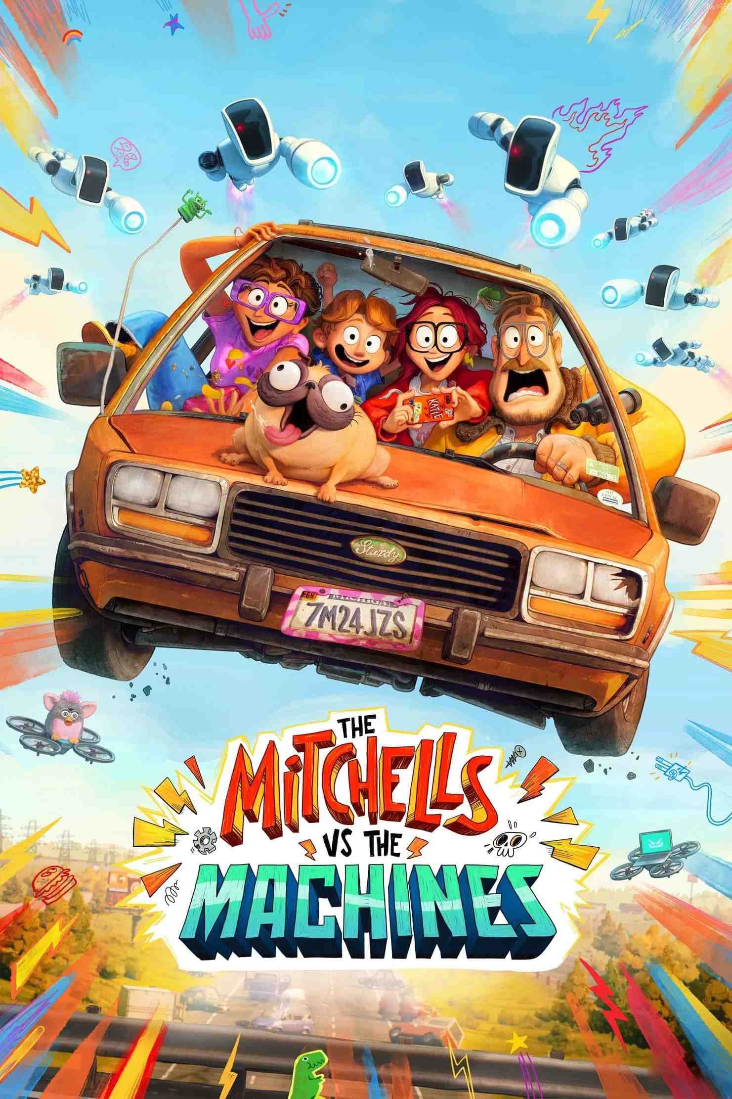Poster chính thức của phim Phim Hoạt Hình, Phim Phiêu Lưu "Gia Đình Mitchells: Hành Trình Kết Nối (Nhà Mitchell Đối Đầu Với Máy Móc)" (The Mitchells vs. the Machines - 2021), với sự tham gia của diễn viên Abbi Jacobson và Danny McBride.