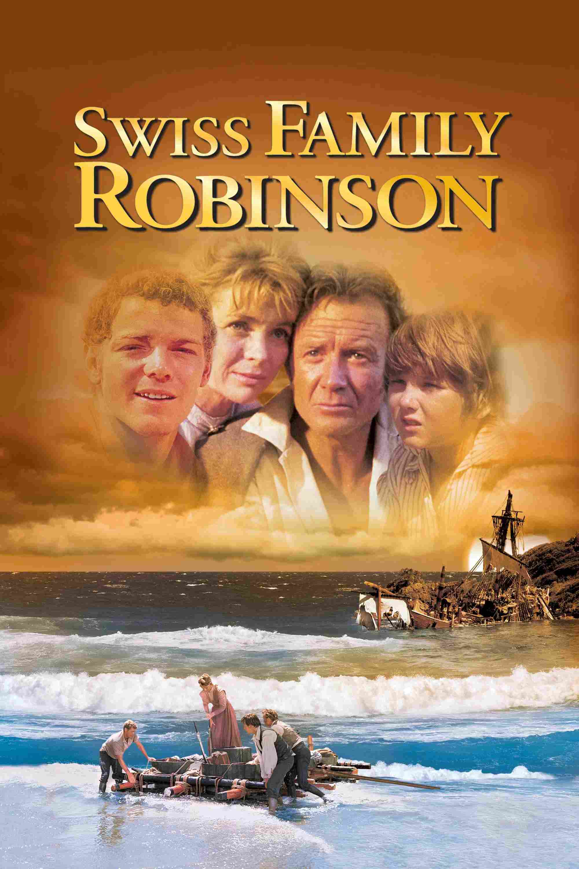 Poster chính thức của phim Phim Phiêu Lưu, Phim Gia Đình "Gia Đình Robinson Trên Hoang Đảo" (Swiss Family Robinson - 1960), với sự tham gia của diễn viên John Mills và Dorothy McGuire.