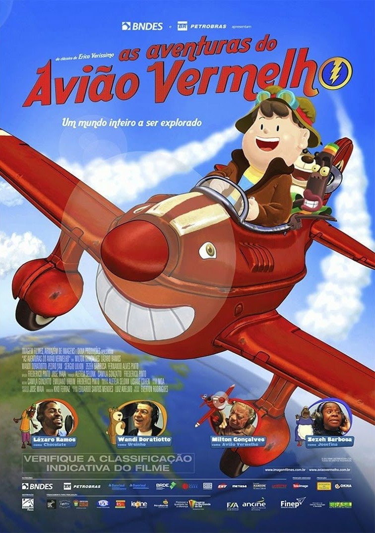 Poster chính thức của phim Phim Hoạt Hình, Phim Gia Đình "Giấc Mộng Phiêu Lưu" (The Adventures of the Red Plane - 2014), với sự tham gia của diễn viên Milton Gonçalves và Lázaro Ramos.