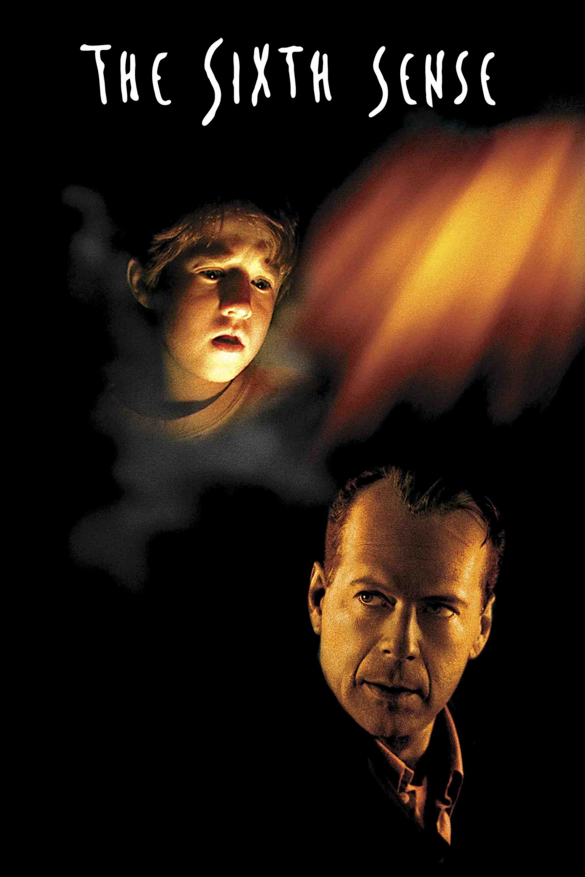 Poster chính thức của phim Phim Bí Ẩn, Phim Giật Gân "Giác Quan Thứ Sáu" (The Sixth Sense - 1999), với sự tham gia của diễn viên Bruce Willis và Haley Joel Osment.