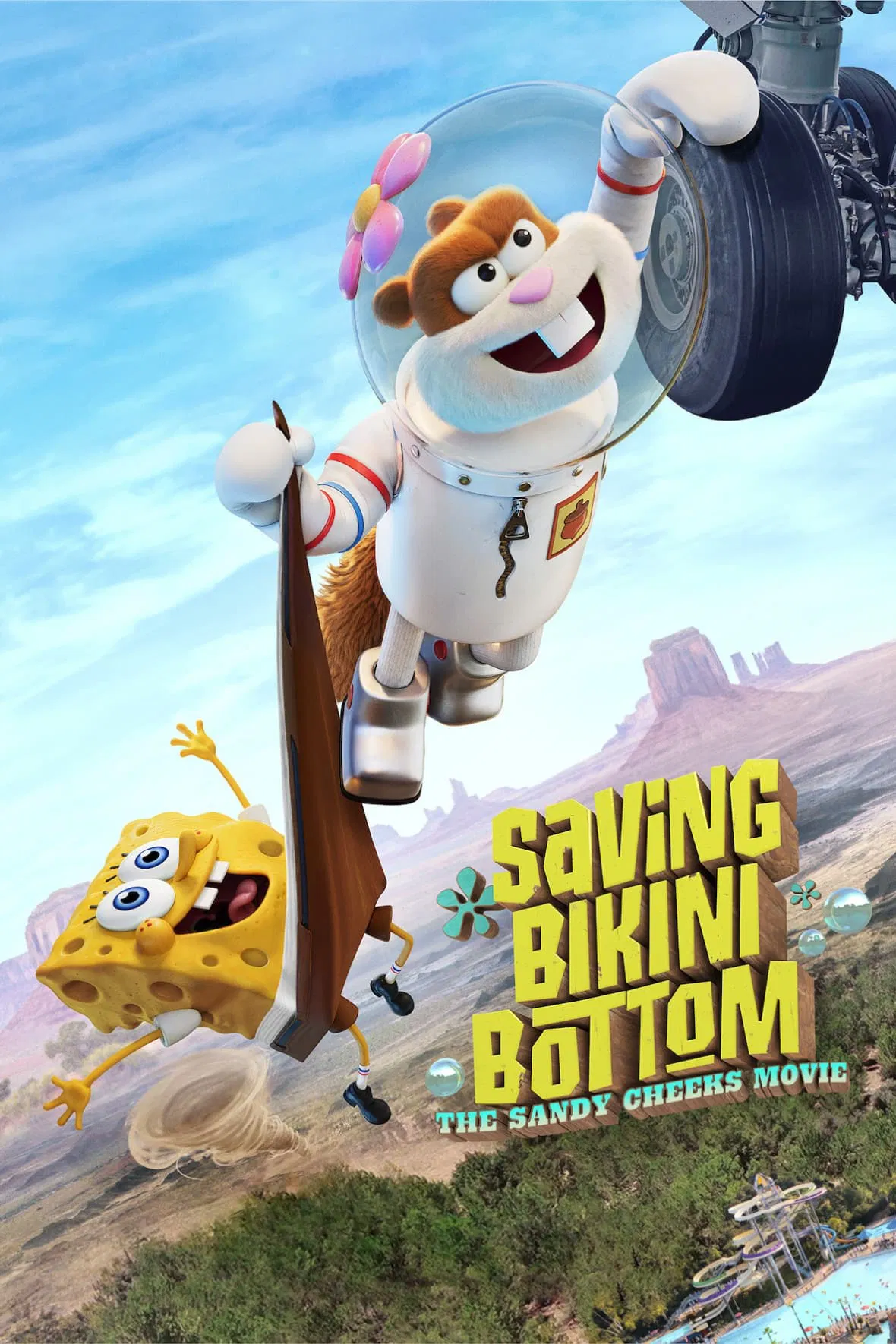 Poster chính thức của phim Phim Gia Đình, Phim Hài "Giải cứu Bikini Bottom: Sứ mệnh của Sandy Cheeks" (Saving Bikini Bottom: The Sandy Cheeks Movie - 2024), với sự tham gia của diễn viên Carolyn Lawrence và Tom Kenny.