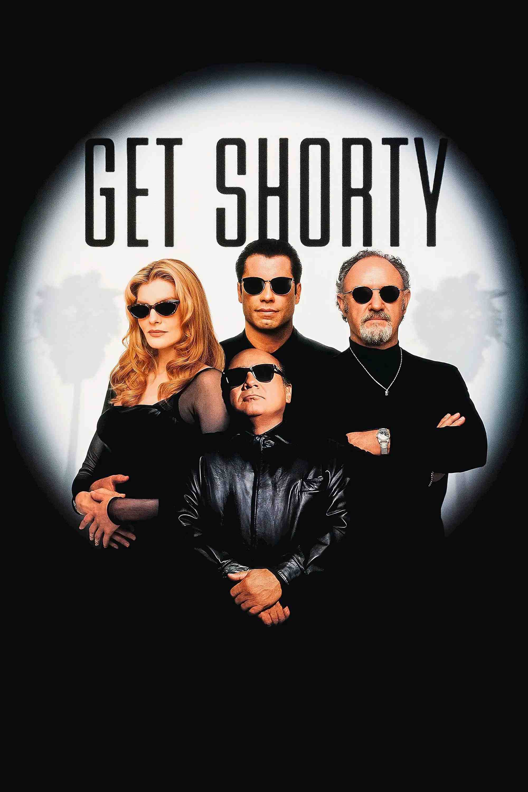 Poster chính thức của phim Phim Hài, Phim Giật Gân "Giang Hồ Mê Điện Ảnh" (Get Shorty - 1995), với sự tham gia của diễn viên John Travolta và Gene Hackman.