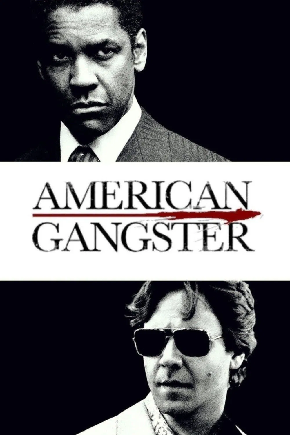 Poster chính thức của phim Phim Tâm Lý, Phim Hình Sự "Giang Hồ Mỹ" (American Gangster - 2007), với sự tham gia của diễn viên Denzel Washington và Russell Crowe.