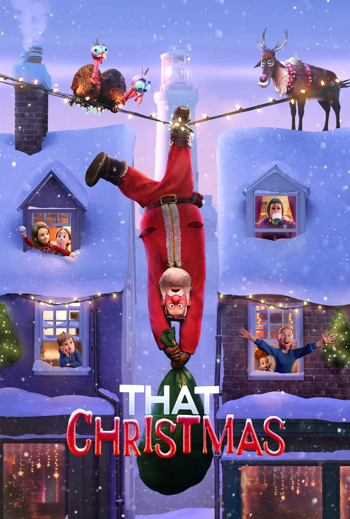 Poster chính thức của phim Phim Hoạt Hình, Phim Hài "Giáng sinh năm đó" (That Christmas - 2024), với sự tham gia của diễn viên Brian Cox và Bill Nighy.