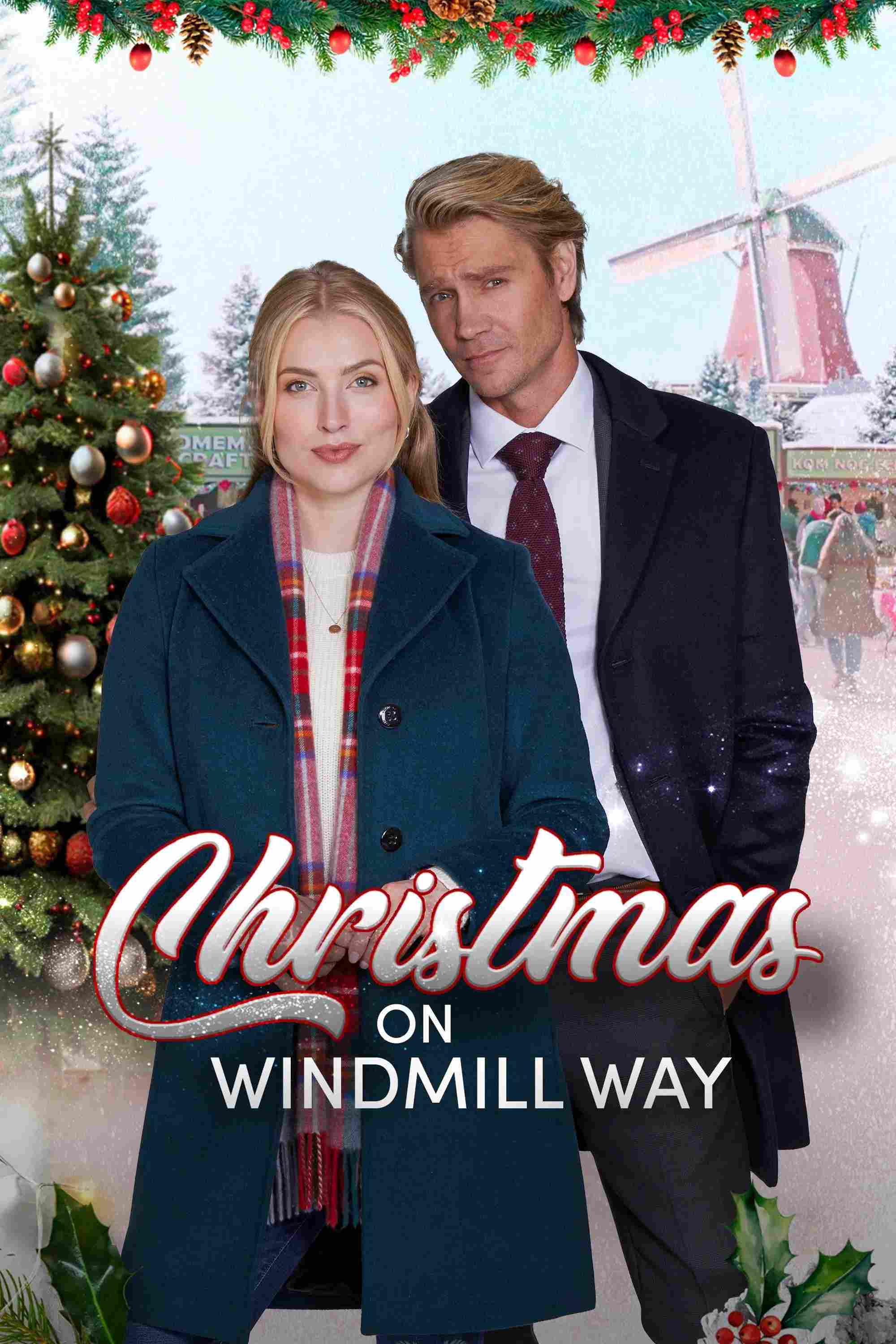 Poster chính thức của phim Phim Tình Cảm, Phim Hài "Giáng sinh trên Windmill Way" (Christmas on Windmill Way - 2023), với sự tham gia của diễn viên Christa Taylor Brown và Chad Michael Murray.