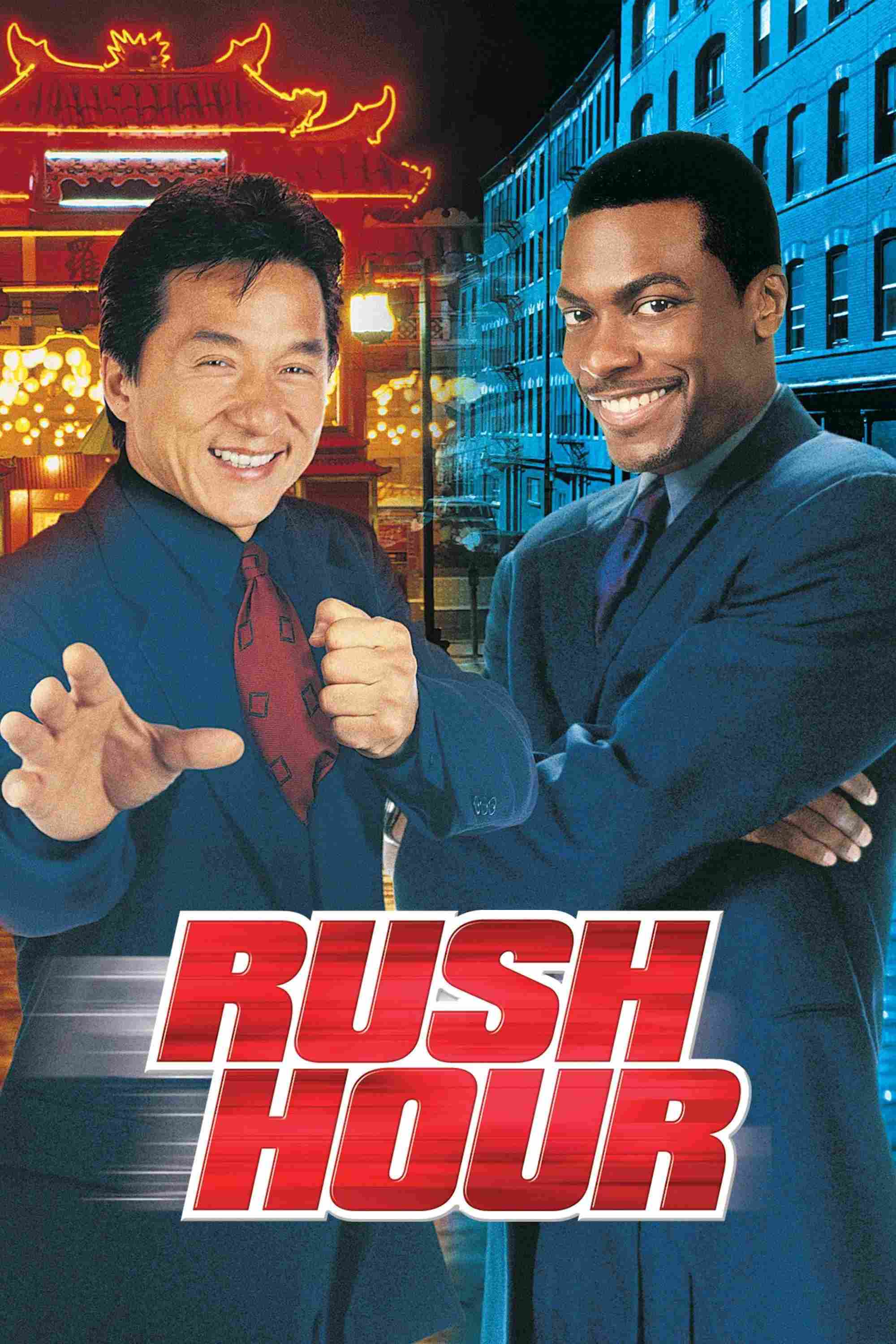 Poster chính thức của phim Phim Hành Động, Phim Hài "Giờ Cao Điểm" (Rush Hour - 1998), với sự tham gia của diễn viên Thành Long và Chris Tucker.