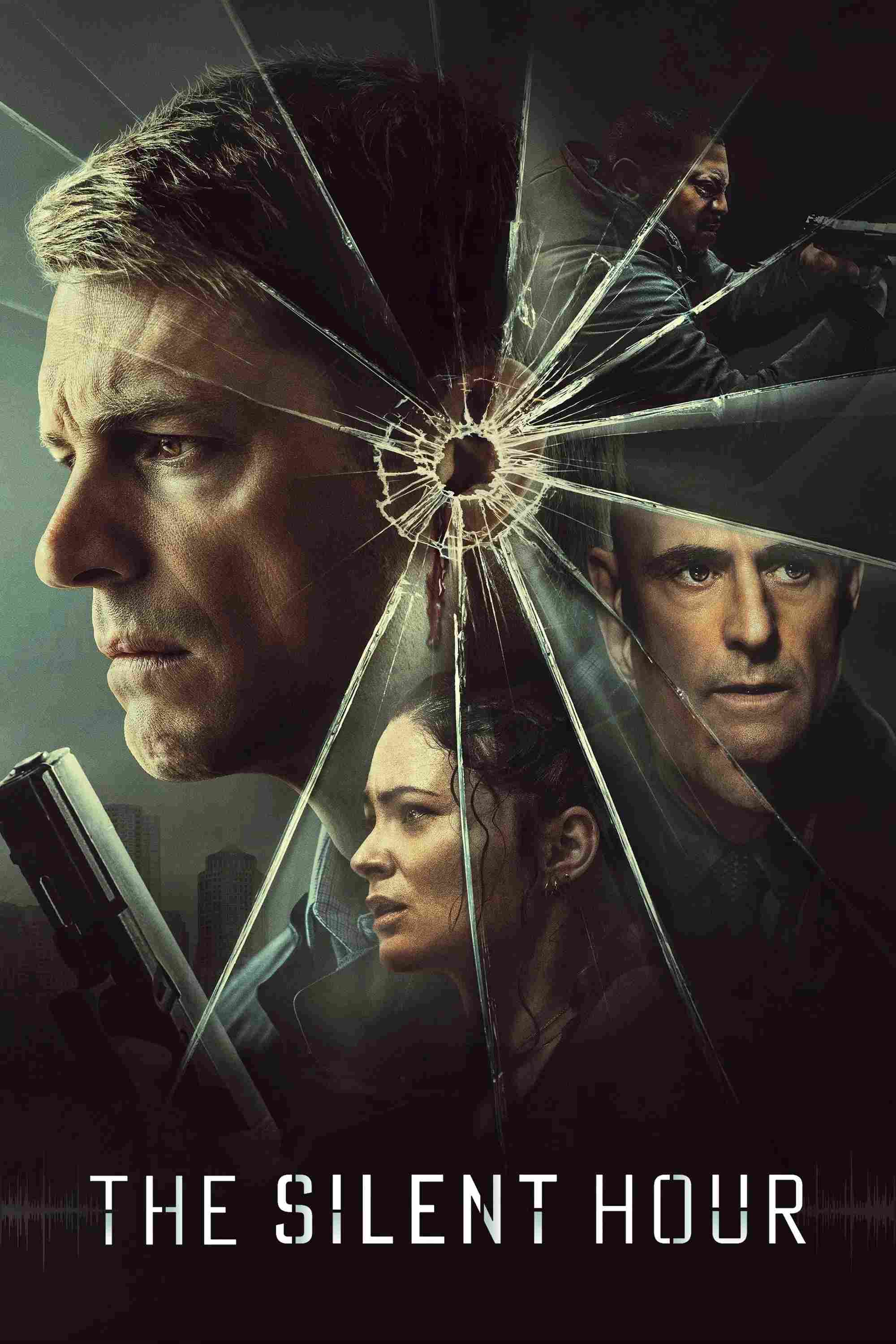 Poster chính thức của phim Phim Hình Sự, Phim Giật Gân "Giờ Khắc Im Lặng" (The Silent Hour - 2024), với sự tham gia của diễn viên Joel Kinnaman và Sandra Mae Frank.