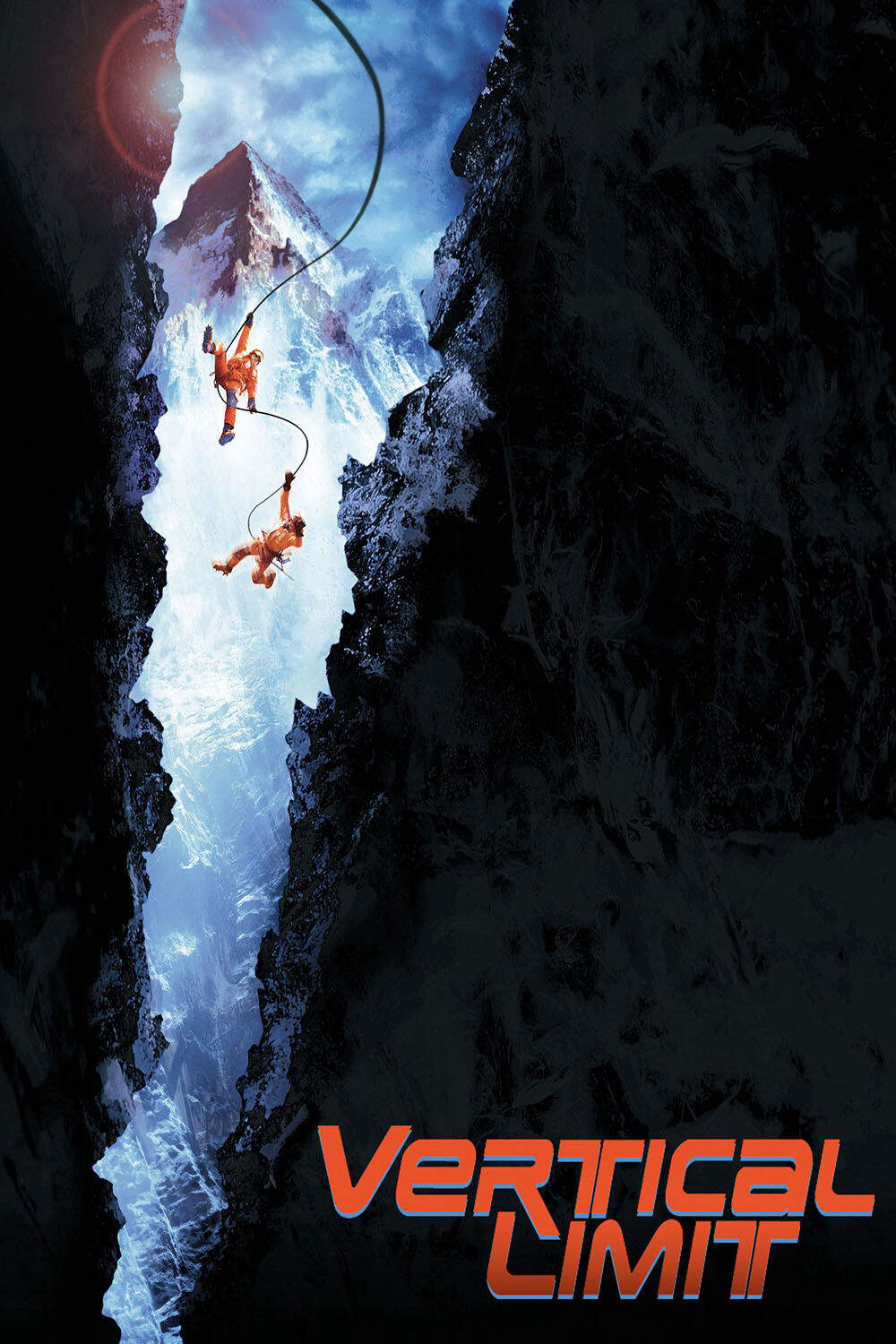 Poster chính thức của phim Phim Phiêu Lưu, Phim Hành Động "Giới hạn dọc" (Vertical Limit - 2000), với sự tham gia của diễn viên Chris O'Donnell và Robin Tunney.