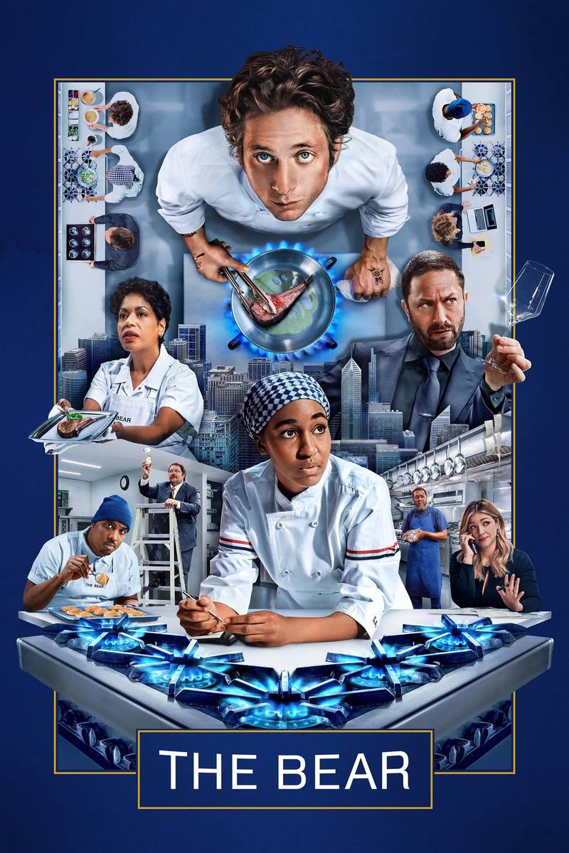 Poster chính thức của phim Phim Tâm Lý, Phim Hài "Góc Bếp Kỳ Tài (Phần 3)" (The Bear - 2022), với sự tham gia của diễn viên Jeremy Allen White và Ebon Moss-Bachrach.