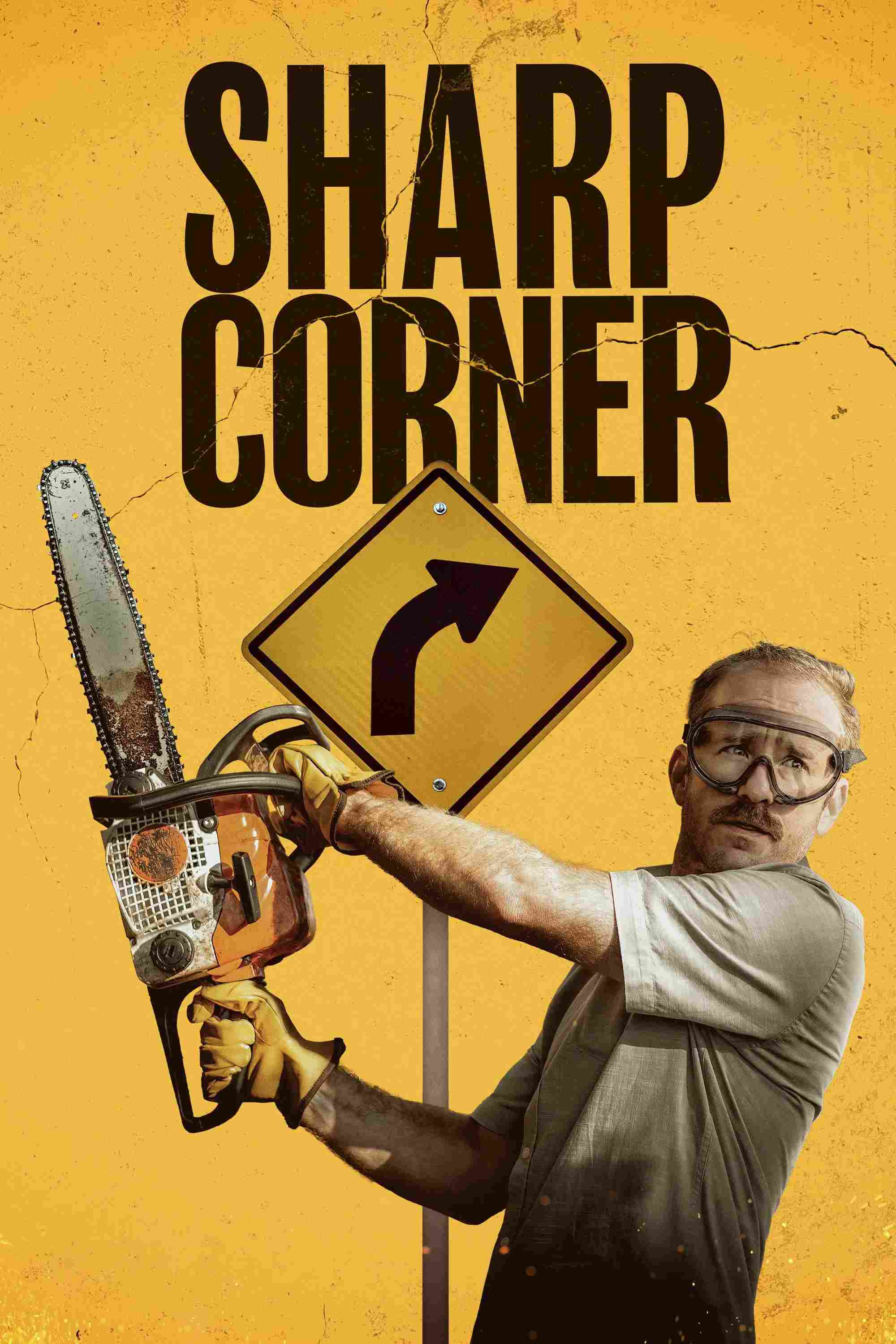 Poster chính thức của phim Phim Giật Gân, Phim Hài "Góc Khuất" (Sharp Corner - 2025), với sự tham gia của diễn viên Ben Foster và Cobie Smulders.