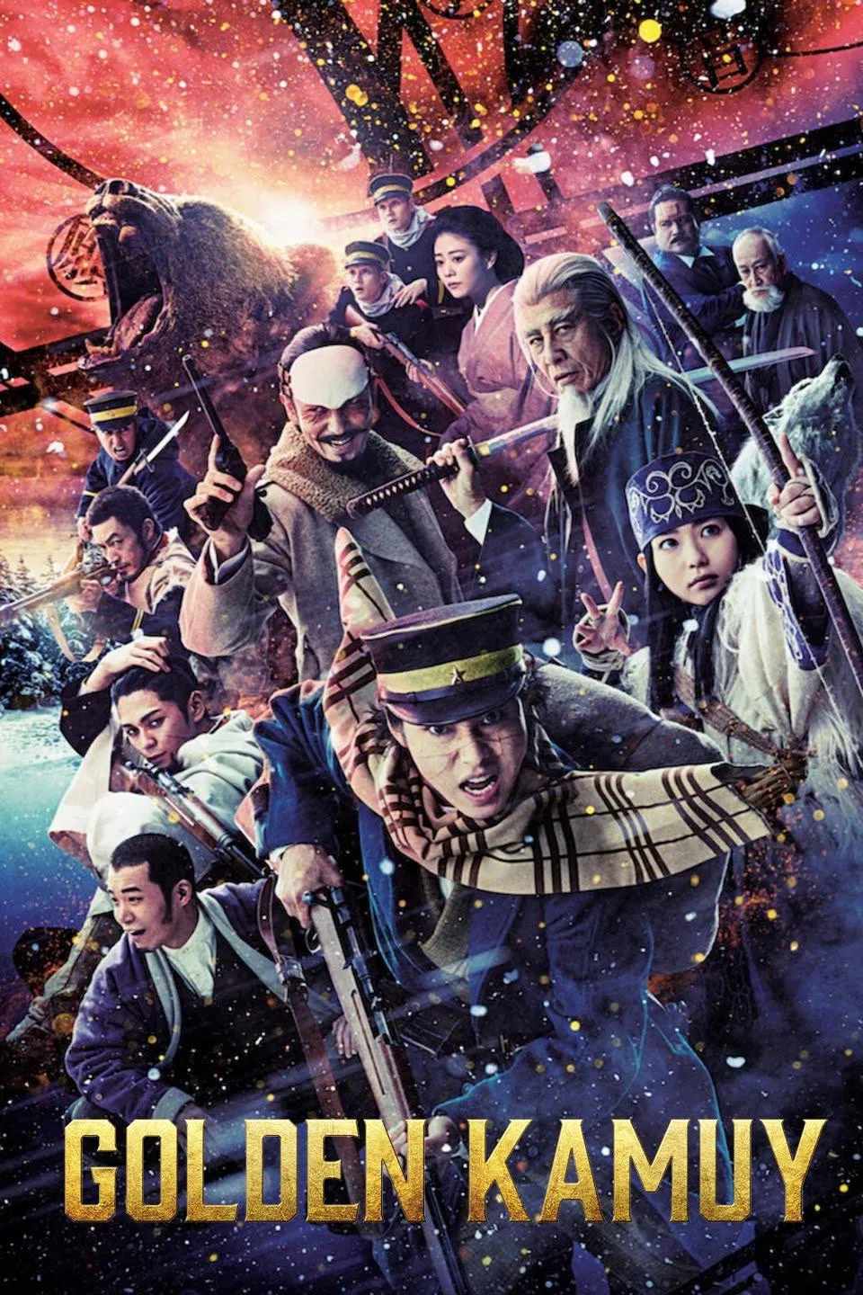 Poster chính thức của phim Phim Hành Động, Phim Phiêu Lưu "Golden Kamuy" (Golden Kamuy - 2024), với sự tham gia của diễn viên Kento Yamazaki và Anna Yamada.