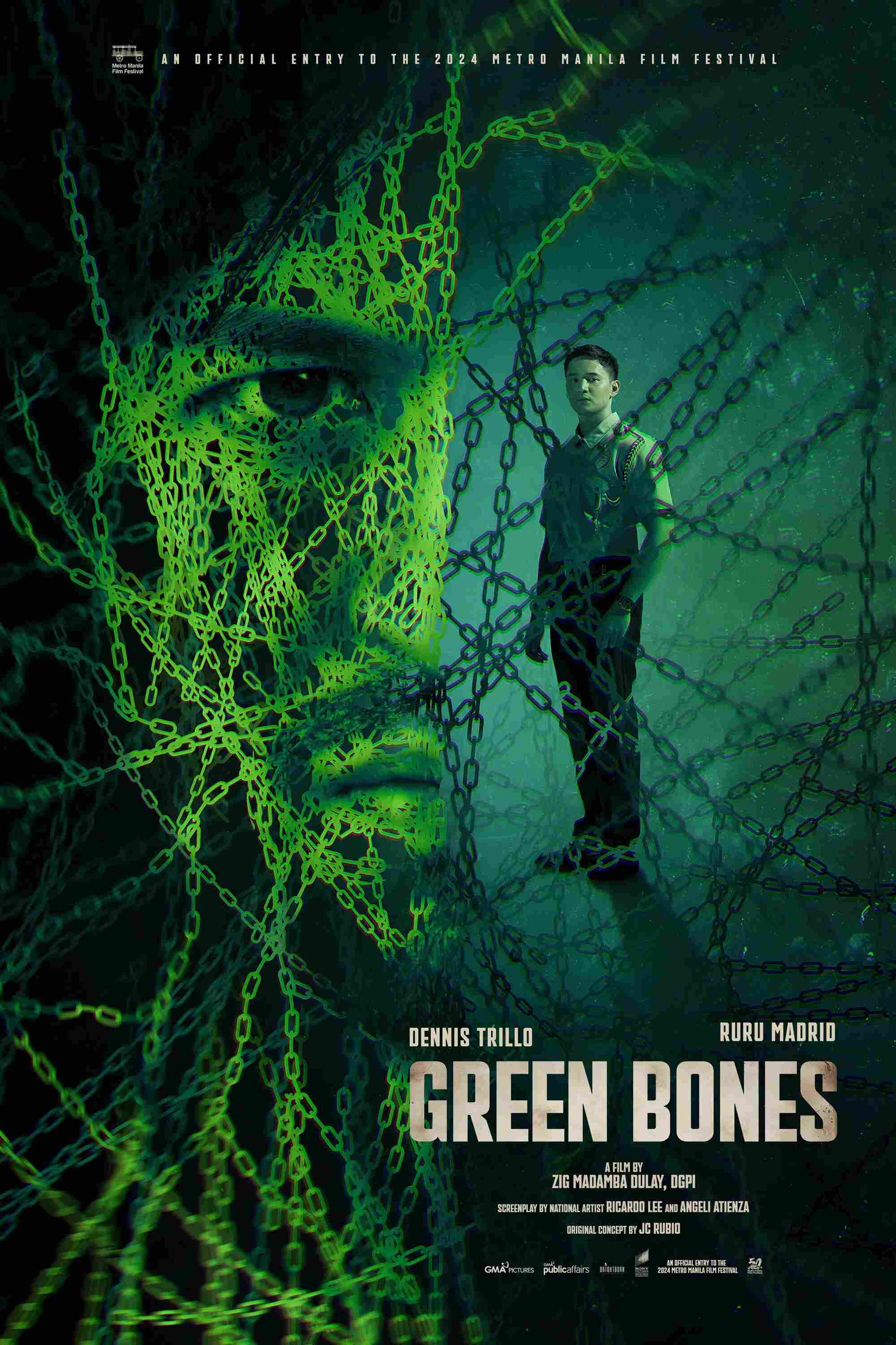 Poster chính thức của phim Phim Hình Sự, Phim Tâm Lý "Green Bones" (Green Bones - 2024), với sự tham gia của diễn viên Dennis Trillo và Ruru Madrid.