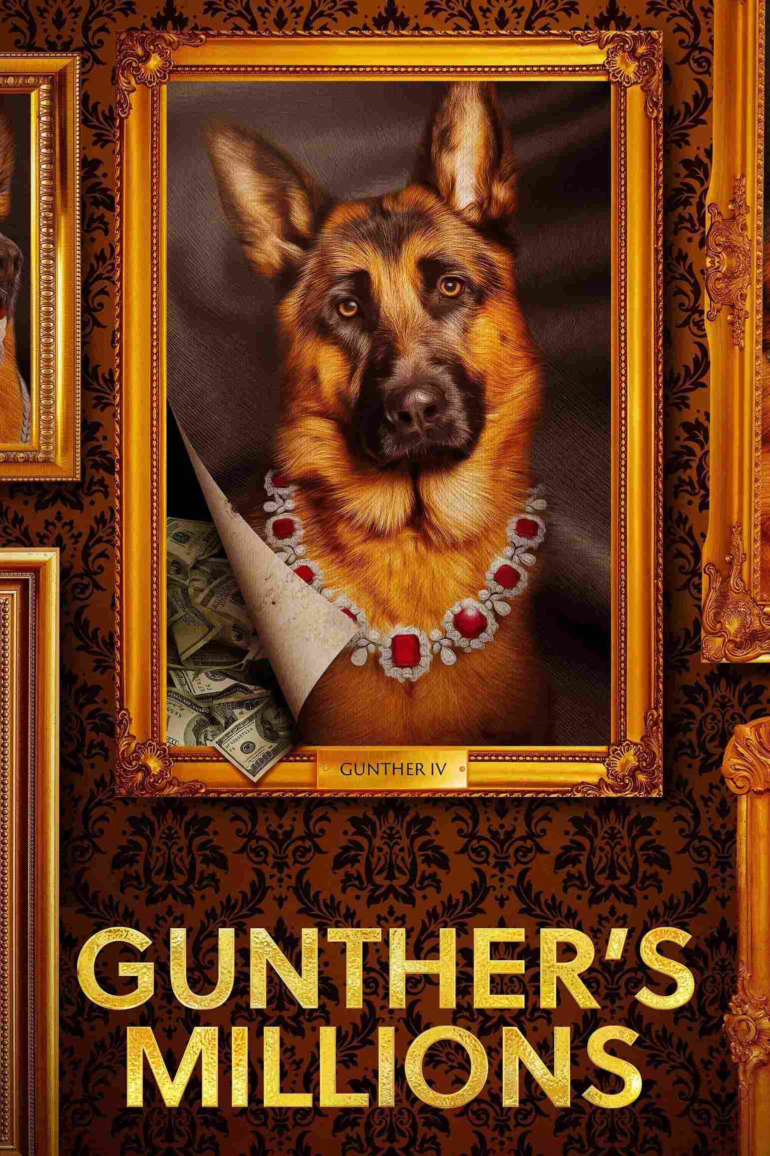 Poster chính thức của phim Phim Tài Liệu "Gunther - Chú Chó Triệu Phú" (Gunther's Millions - 2023), với sự tham gia của diễn viên Aurelien Leturgie và Alex Hyde-White.