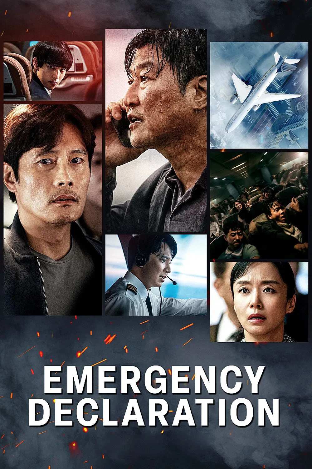 Poster chính thức của phim Phim Hành Động, Phim Tâm Lý "Hạ Cánh Khẩn Cấp" (Emergency Declaration - 2022), với sự tham gia của diễn viên Song Kang-ho và Lee Byung-hun.