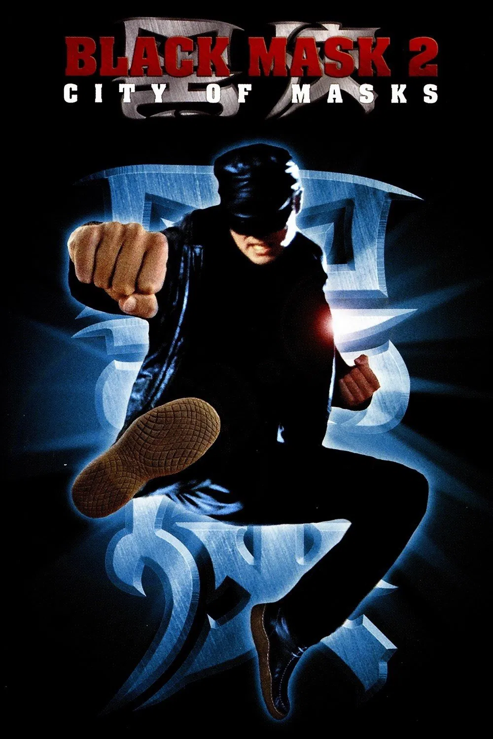 Poster chính thức của phim Phim Hành Động, Phim Phiêu Lưu "Hắc Hiệp 2" (Black Mask 2: City of Masks - 2002), với sự tham gia của diễn viên An Chí Kiệt và Tobin Bell.