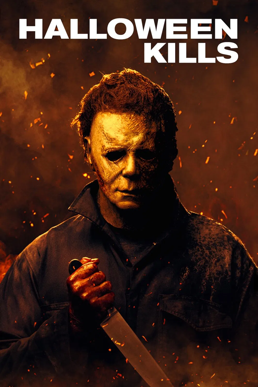 Poster chính thức của phim Phim Kinh Dị, Phim Giật Gân "Halloween chết chóc" (Halloween Kills - 2021), với sự tham gia của diễn viên Jamie Lee Curtis và Judy Greer.