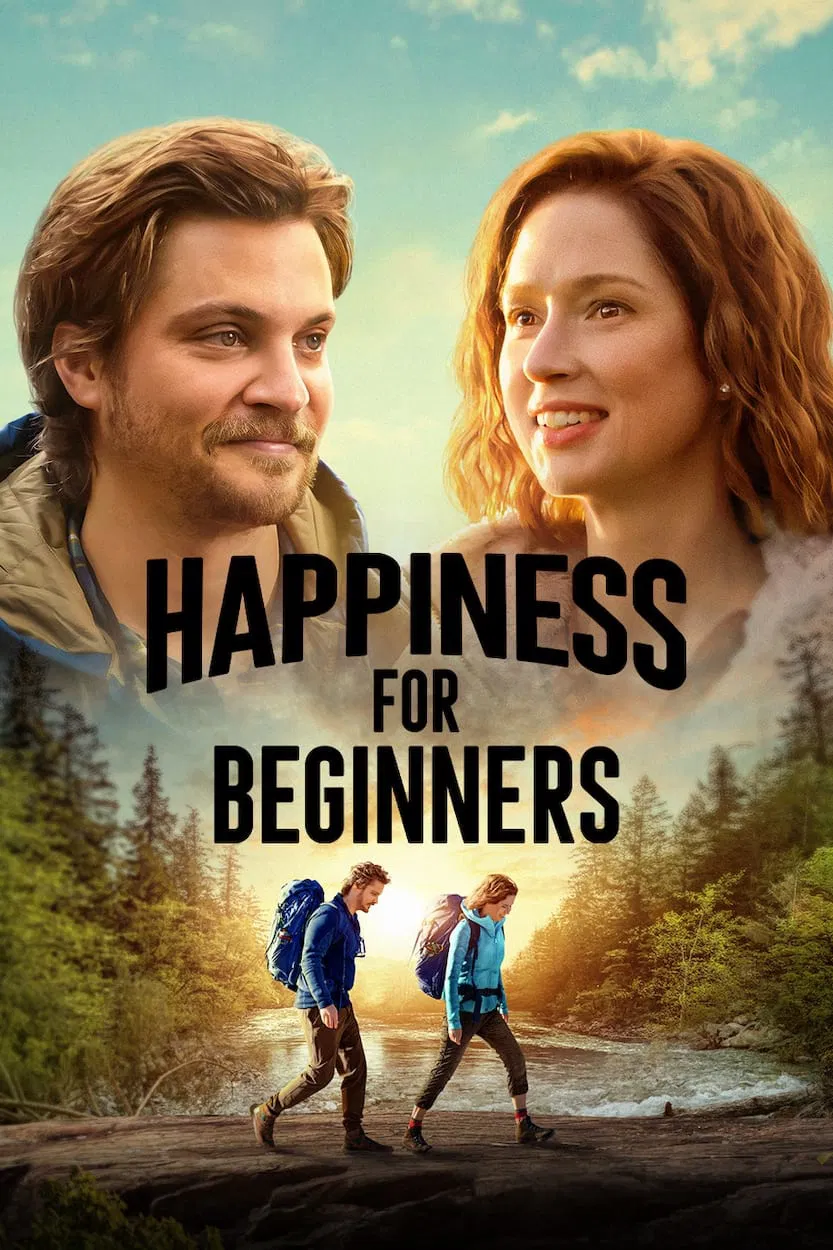 Poster chính thức của phim Phim Tình Cảm, Phim Phiêu Lưu "Hạnh Phúc Cho Người Mới Bắt Đầu" (Happiness for Beginners - 2023), với sự tham gia của diễn viên Ellie Kemper và Luke Grimes.