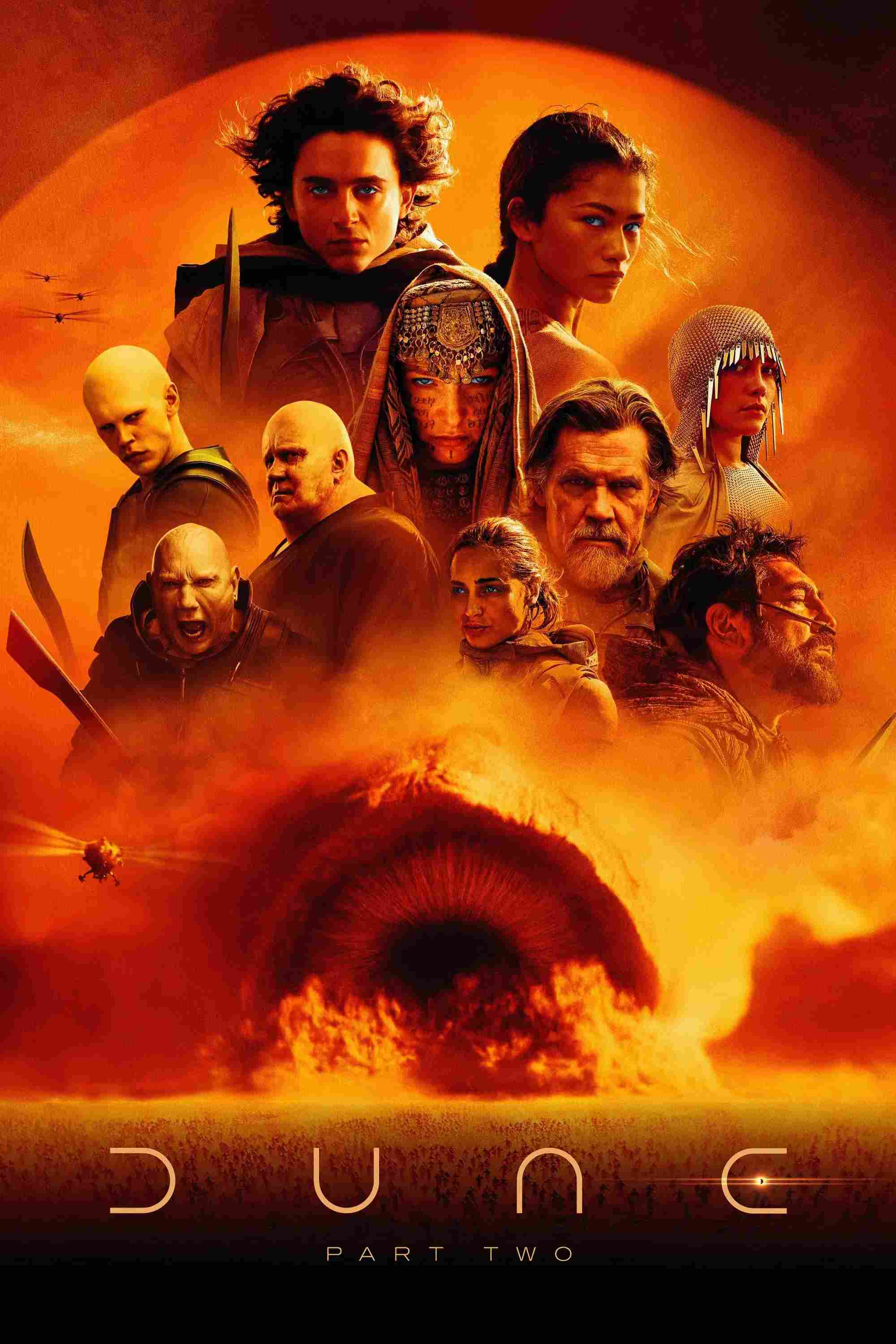 Poster chính thức của phim Phim Viễn Tưởng, Phim Phiêu Lưu "Hành Tinh Cát: Phần Hai" (Dune: Part Two - 2024), với sự tham gia của diễn viên Timothée Chalamet và Zendaya.