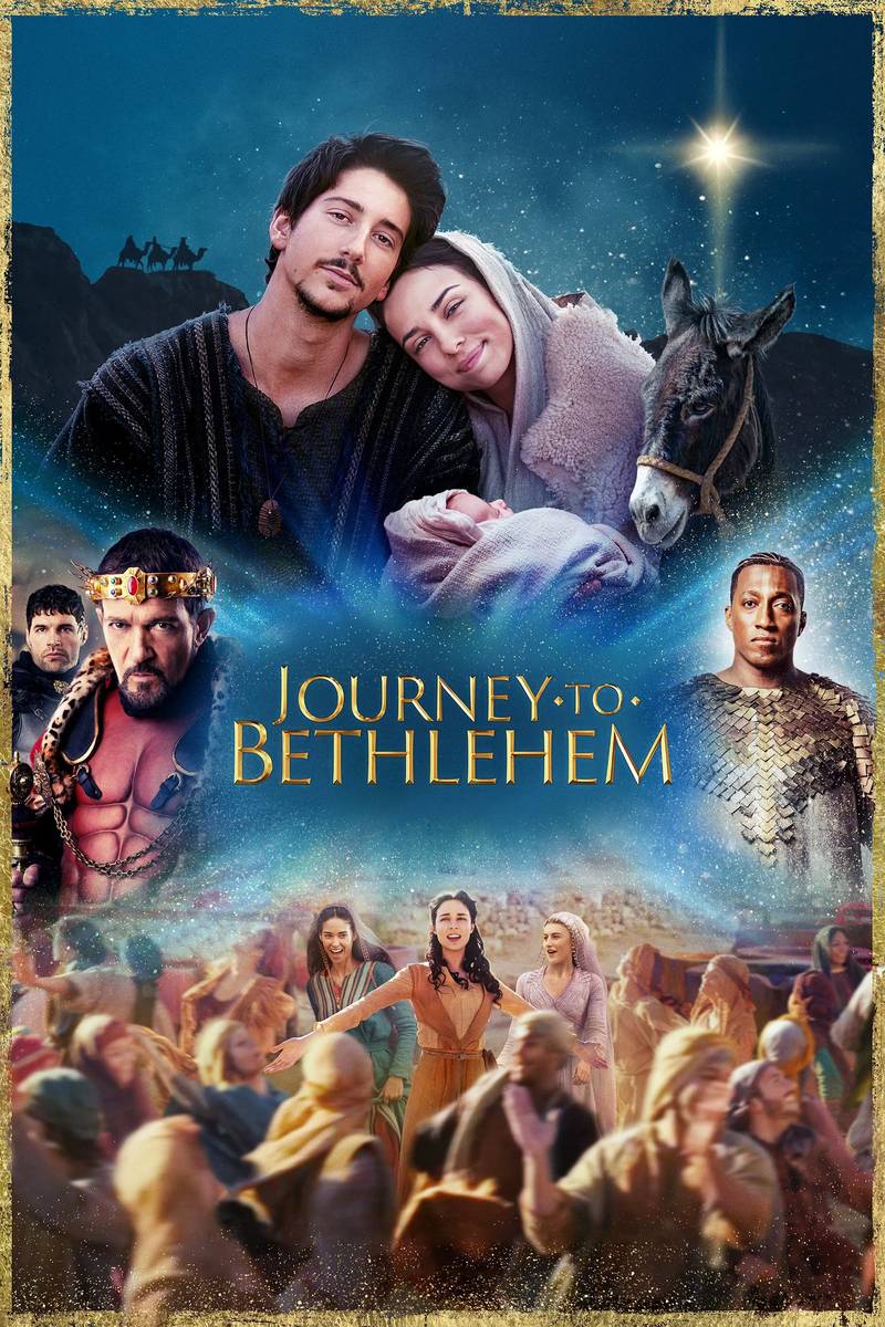 Poster chính thức của phim Phim Gia Đình, Phim Tâm Lý "Hành Trình Đến Bethlehem" (Journey to Bethlehem - 2023), với sự tham gia của diễn viên Fiona Palomo và Milo Manheim.