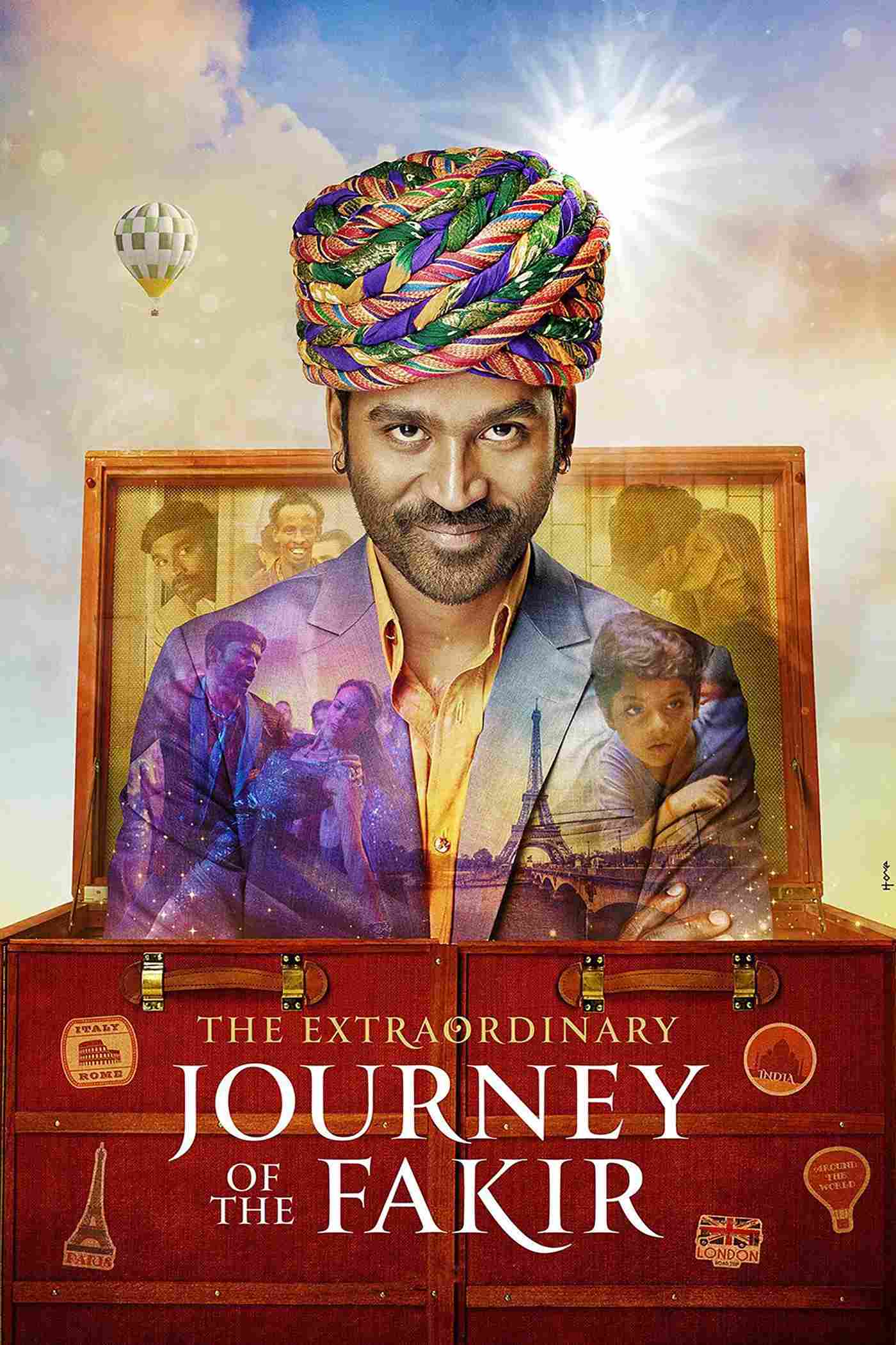 Poster chính thức của phim Phim Hài, Phim Phiêu Lưu "Hành Trình Phi Thường Của Fakir" (The Extraordinary Journey of the Fakir - 2018), với sự tham gia của diễn viên Dhanush và Bérénice Bejo.