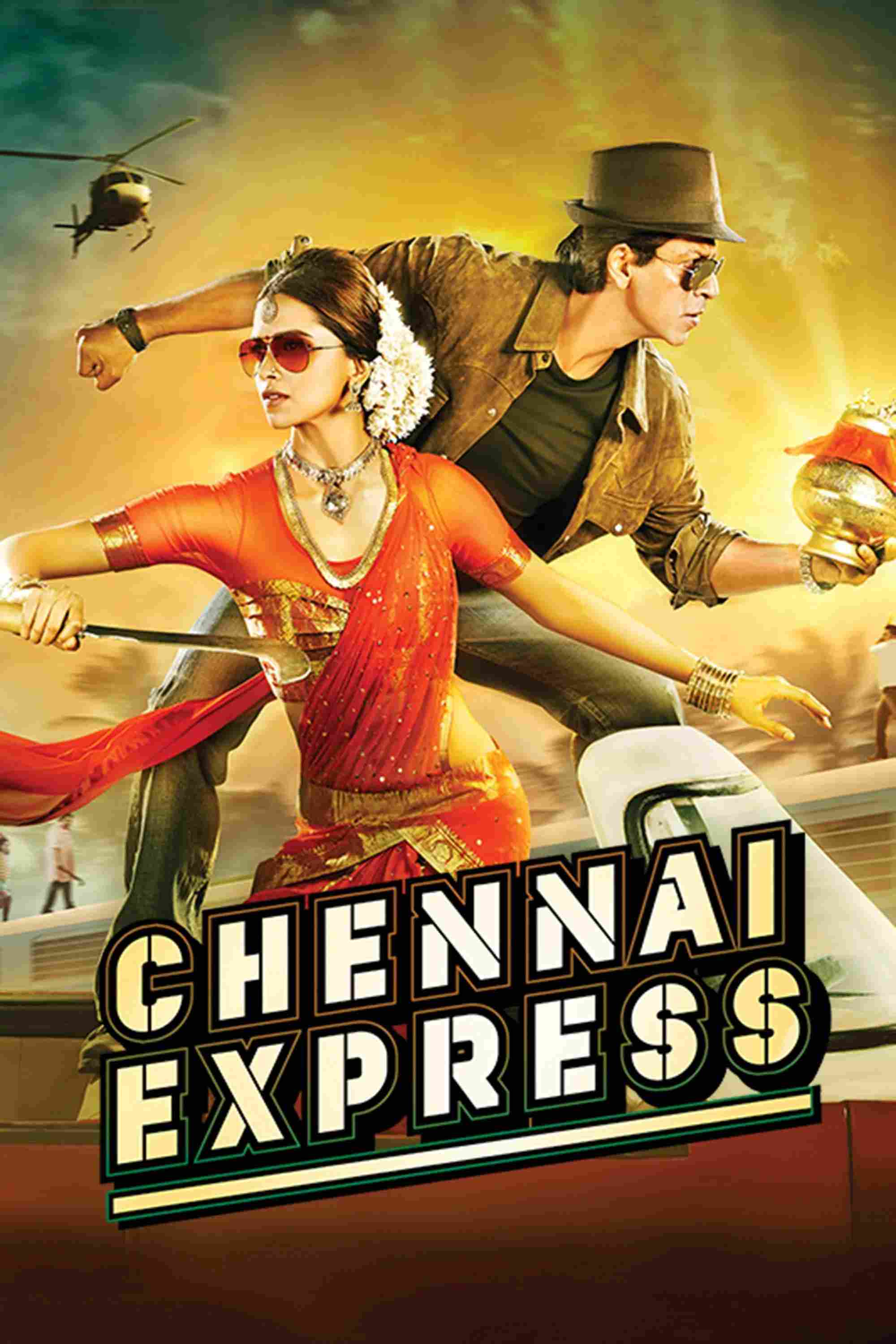 Poster chính thức của phim Phim Tình Cảm, Phim Hài "Hành Trình Tình Yêu" (Chennai Express - 2013), với sự tham gia của diễn viên Shah Rukh Khan và Deepika Padukone.