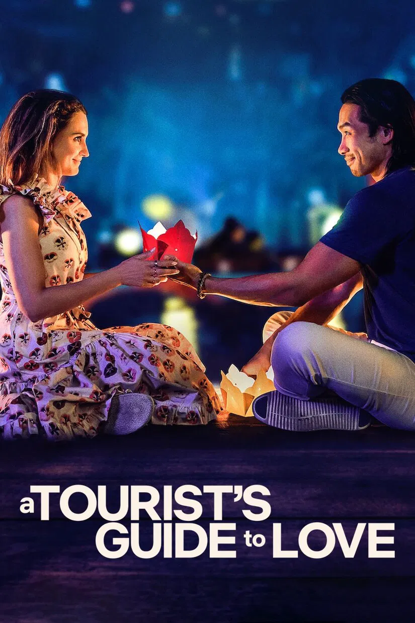 Poster chính thức của phim Phim Tình Cảm, Phim Hài "Hành Trình Tình Yêu Của Một Du Khách" (A Tourist's Guide to Love - 2023), với sự tham gia của diễn viên Rachael Leigh Cook và Scott Ly.