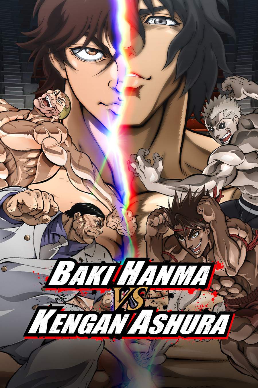 Poster chính thức của phim Phim Hoạt Hình, Phim Hành Động "Hanma Baki VS Đấu Sĩ Ashura" (Baki Hanma VS Kengan Ashura - 2024), với sự tham gia của diễn viên Nobunaga Shimazaki và Tatsuhisa Suzuki.