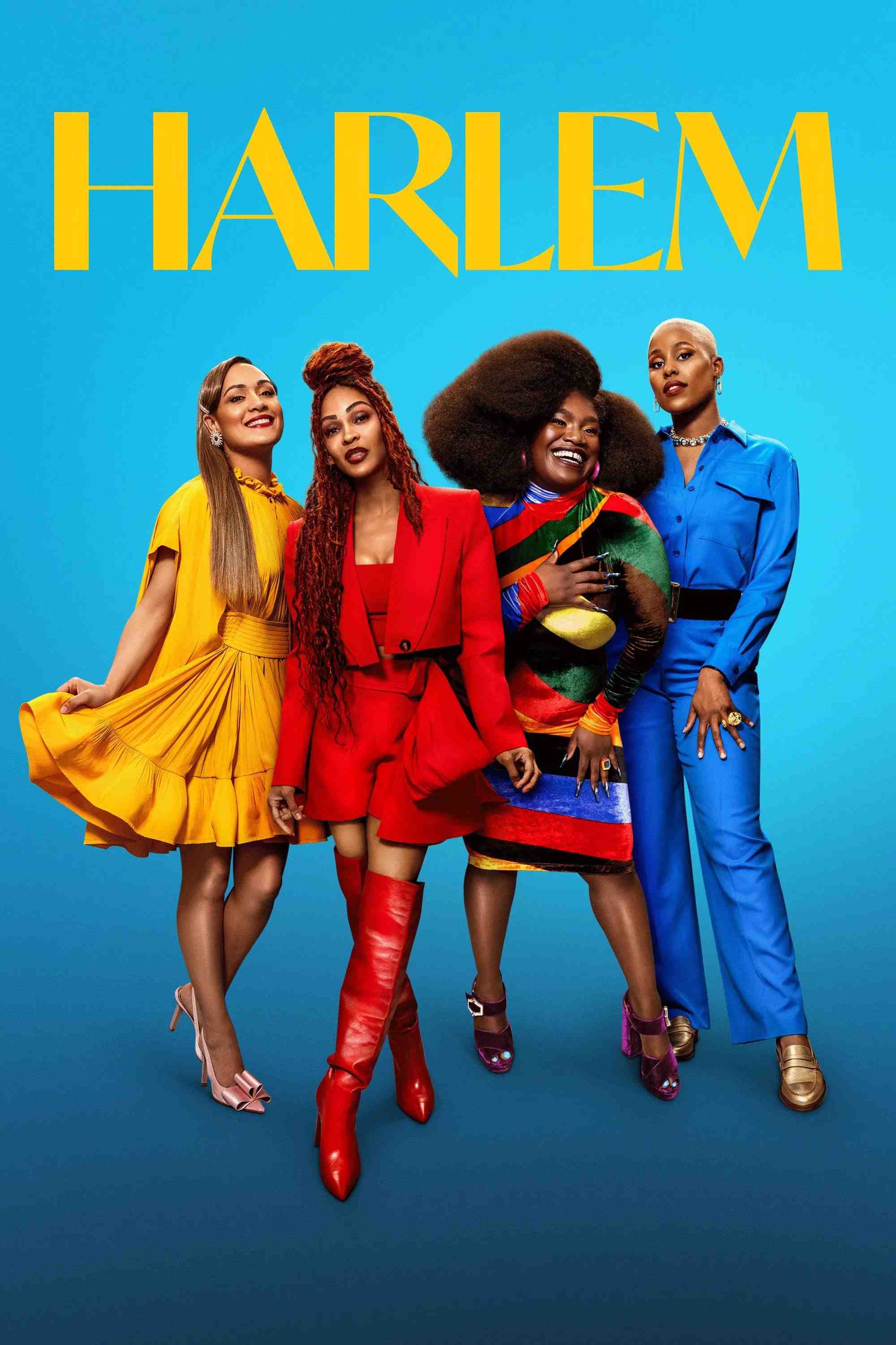 Poster chính thức của phim Phim Hài "Harlem (Phần 1)" (Harlem - 2021), với sự tham gia của diễn viên Meagan Good và Jerrie Johnson.