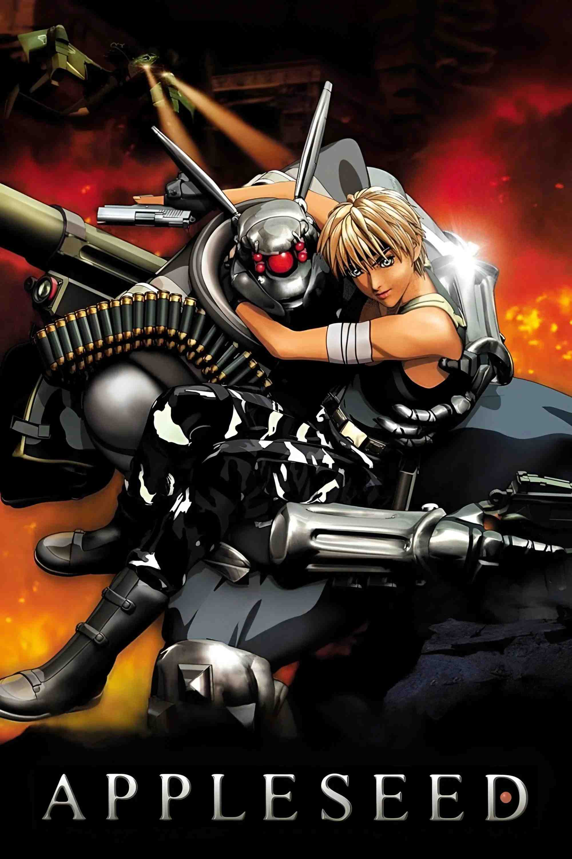 Poster chính thức của phim Phim Hoạt Hình, Phim Hành Động "Hạt Táo" (Appleseed - 2004), với sự tham gia của diễn viên Ai Kobayashi và Asumi Miwa.