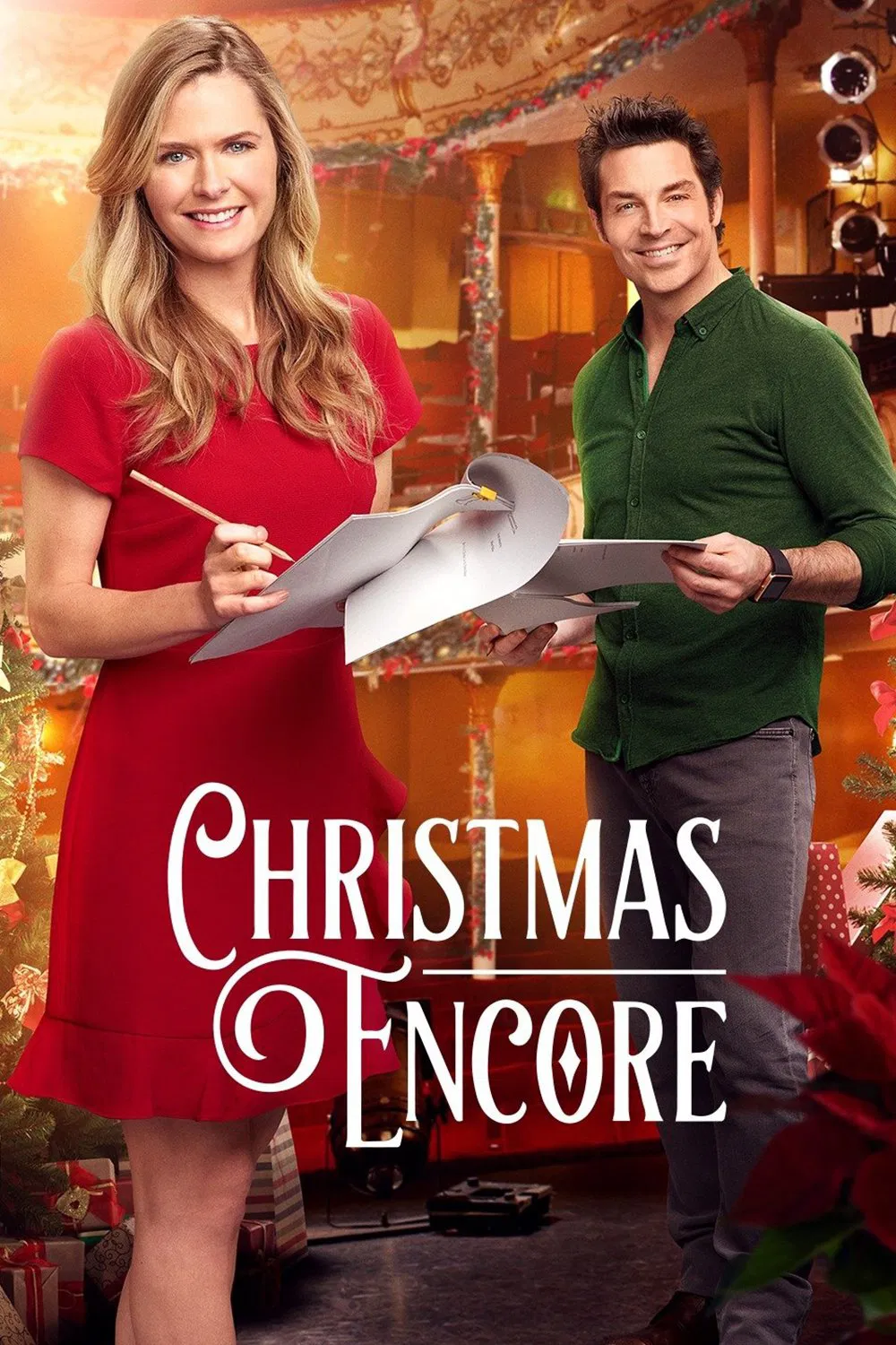 Poster chính thức của phim Phim Tình Cảm, Phim Tâm Lý "Hát Tiếp Khúc Giáng Sinh" (Christmas Encore - 2017), với sự tham gia của diễn viên Maggie Lawson và Brennan Elliott.