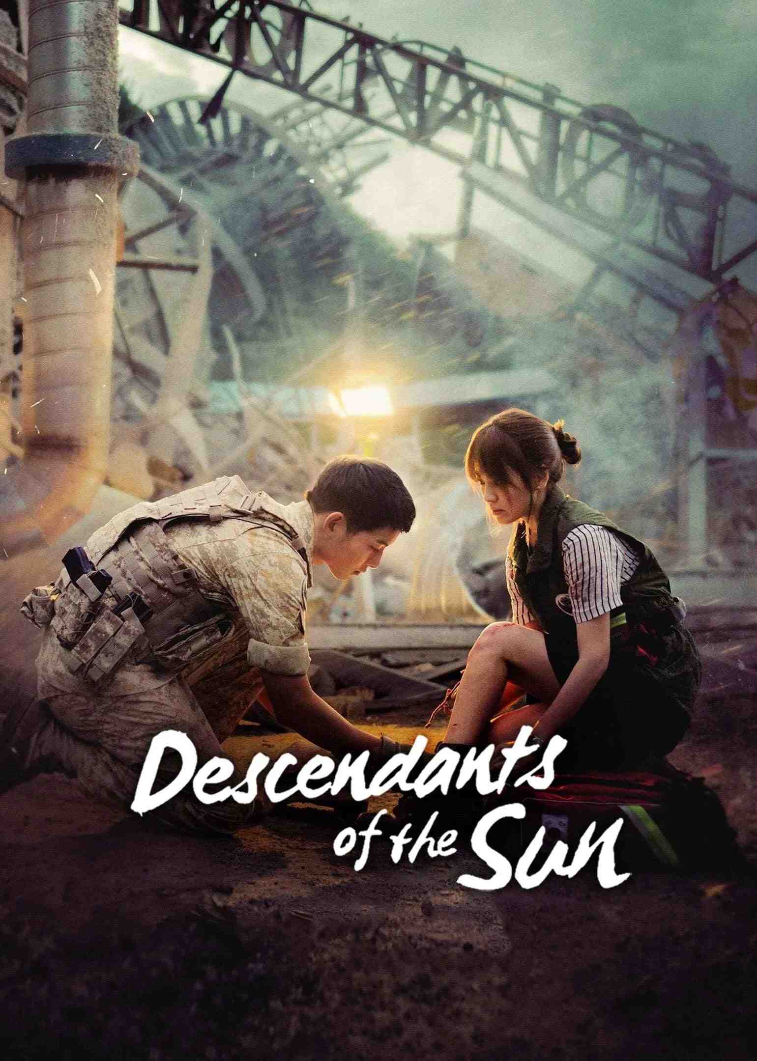 Poster chính thức của phim Phim Tâm Lý, Phim Hành Động & Phiêu Lưu "Hậu Duệ Mặt Trời" (Descendants of the Sun - 2016), với sự tham gia của diễn viên Song Hye-kyo và Song Joong-ki.