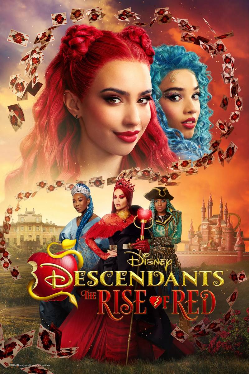Poster chính thức của phim Phim Giả Tượng, Phim Phiêu Lưu "Hậu Duệ: Sự Trỗi Dậy của Red" (Descendants: The Rise of Red - 2024), với sự tham gia của diễn viên Kylie Cantrall và Malia Baker.