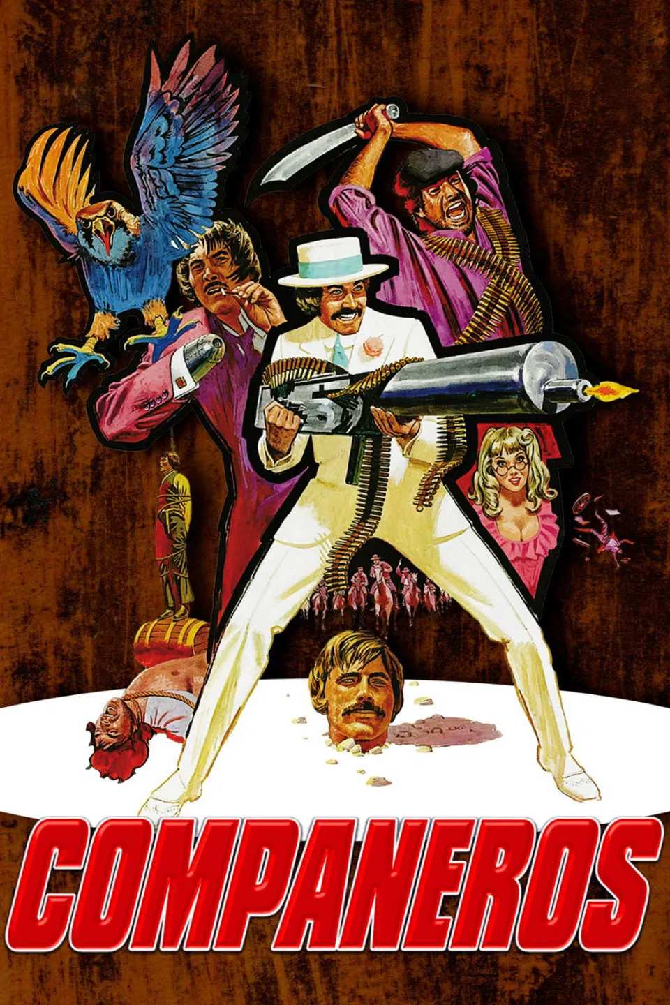 Poster chính thức của phim Phim Miền Tây "Hãy bắn đi, các đồng chí" (Compañeros - 1970), với sự tham gia của diễn viên Franco Nero và Tomas Milian.