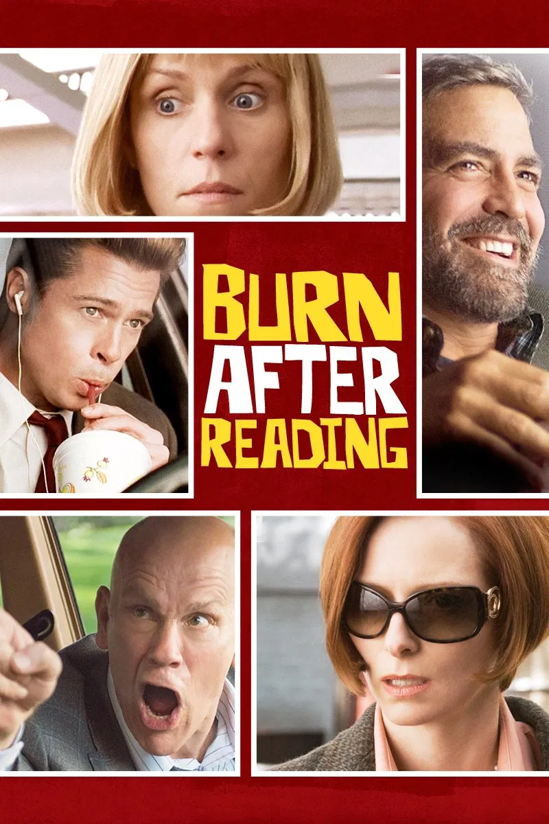 Poster chính thức của phim Phim Hài, Phim Tâm Lý "Hãy Đốt Sau Khi Đọc" (Burn After Reading - 2008), với sự tham gia của diễn viên George Clooney và Frances McDormand.