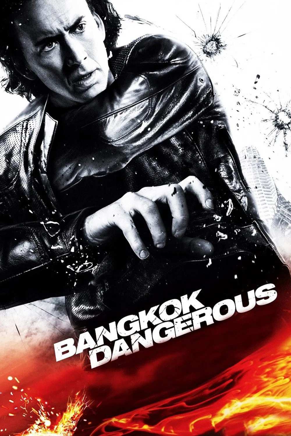 Poster chính thức của phim Phim Hành Động, Phim Hình Sự "Hiểm Nguy Ở Bangkok" (Bangkok Dangerous - 2008), với sự tham gia của diễn viên Nicolas Cage và Shahkrit Yamnarm.