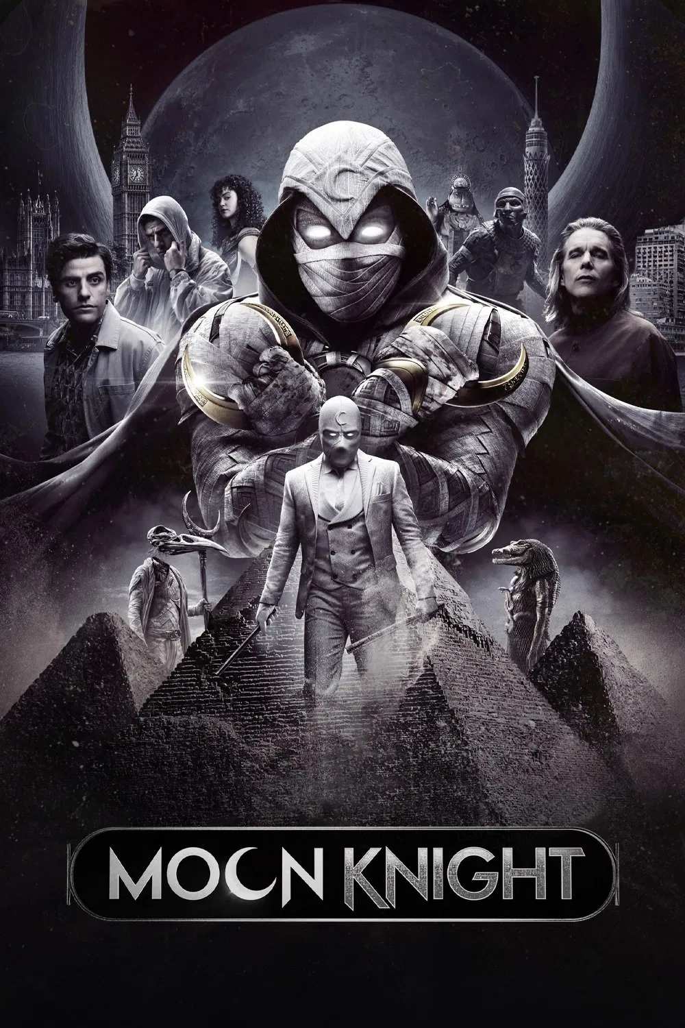 Poster chính thức của phim Phim Viễn Tưởng & Giả Tưởng, Phim Bí Ẩn "Hiệp Sĩ Ánh Trăng" (Moon Knight - 2022), với sự tham gia của diễn viên Oscar Isaac và Ethan Hawke.