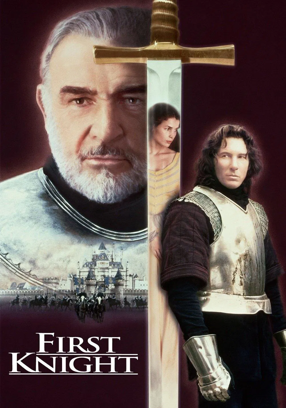 Poster chính thức của phim Phim Hành Động, Phim Phiêu Lưu "Hiệp Sĩ Đầu Tiên" (First Knight - 1995), với sự tham gia của diễn viên Sean Connery và Richard Gere.