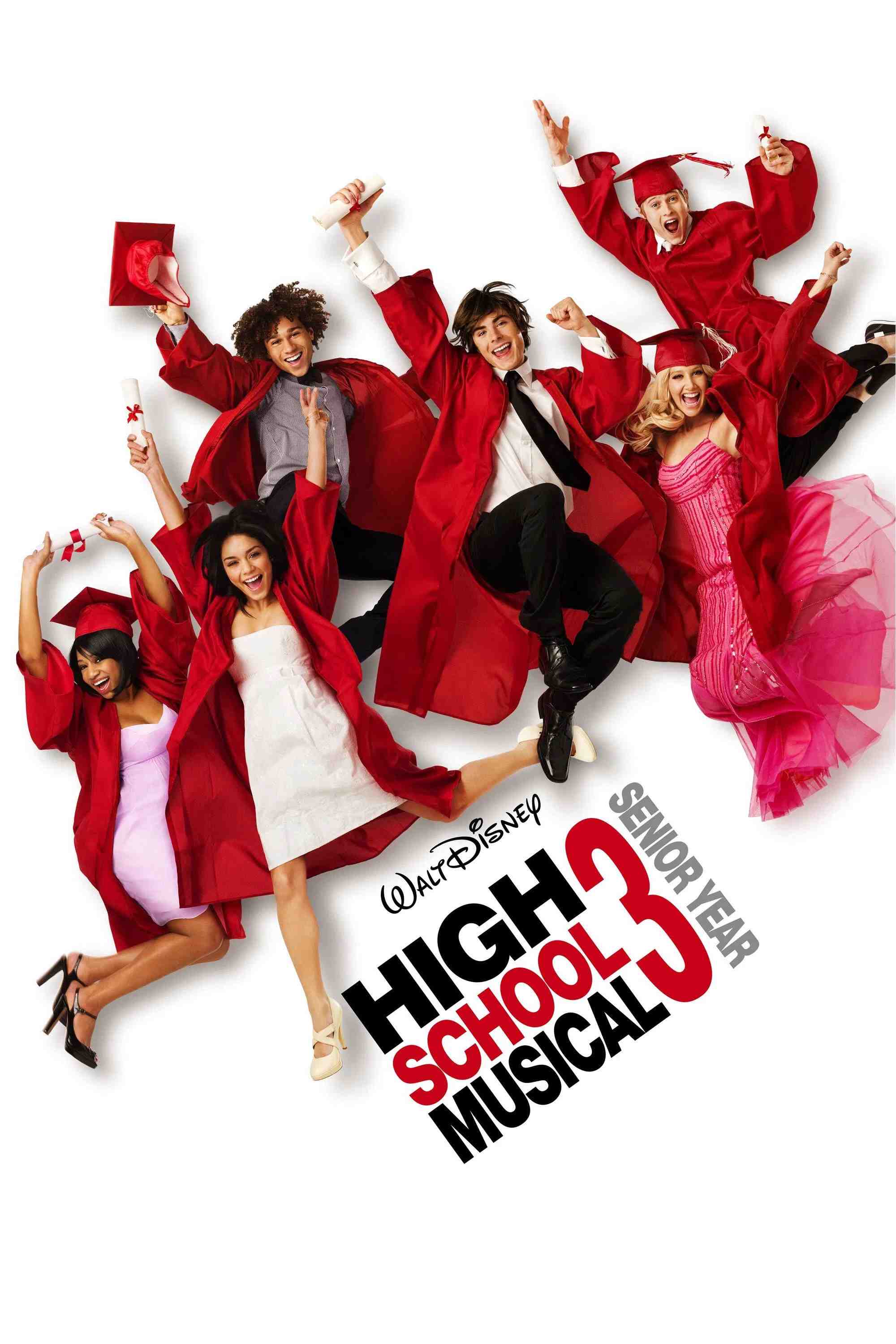 Poster chính thức của phim Phim Hài, Phim Tình Cảm "High School Musical 3: Lễ Tốt Nghiệp" (High School Musical 3: Senior Year - 2008), với sự tham gia của diễn viên Zac Efron và Vanessa Hudgens.