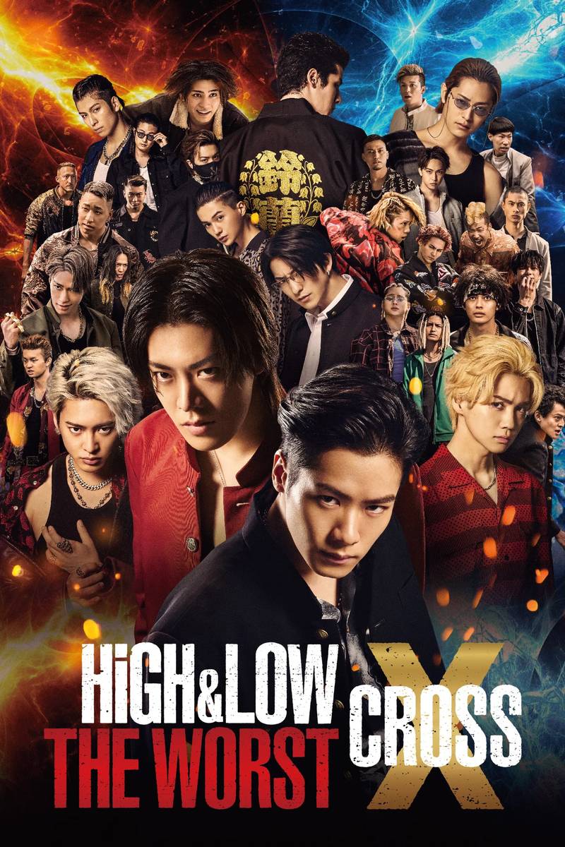 Poster chính thức của phim Phim Hành Động "HiGH&LOW: Liên Minh Tam Trung" (High & Low The Worst X - 2022), với sự tham gia của diễn viên Kazuma Kawamura và Hokuto Yoshino.
