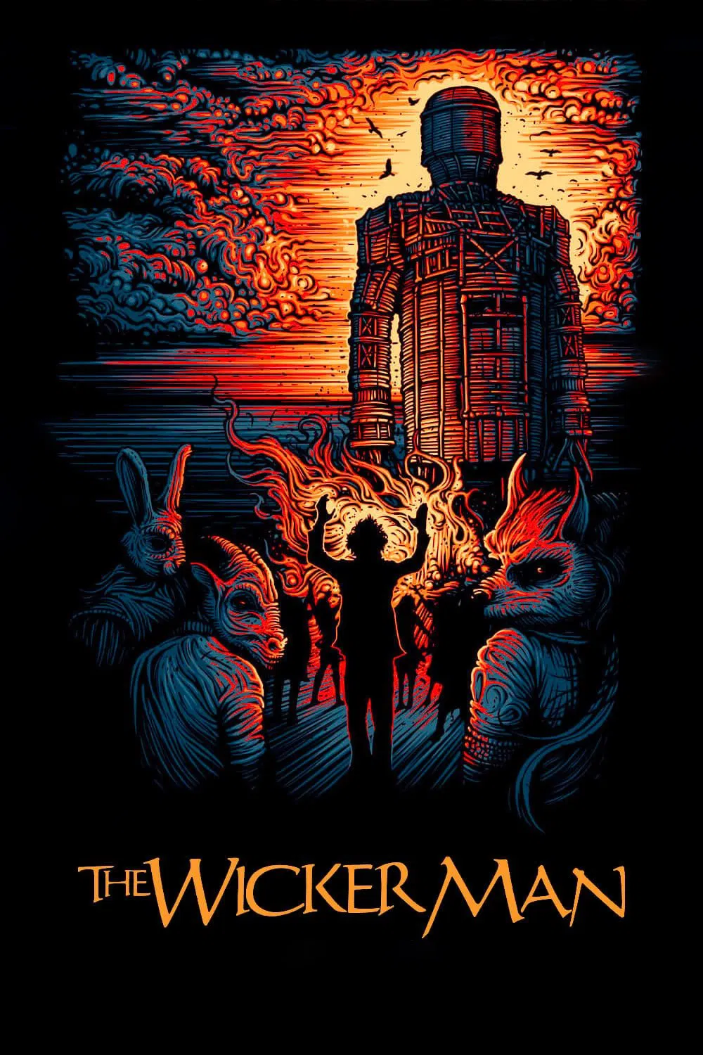 Poster chính thức của phim Phim Kinh Dị "Hình Nhân Liễu Gai" (The Wicker Man - 1973), với sự tham gia của diễn viên Edward Woodward và Christopher Lee.